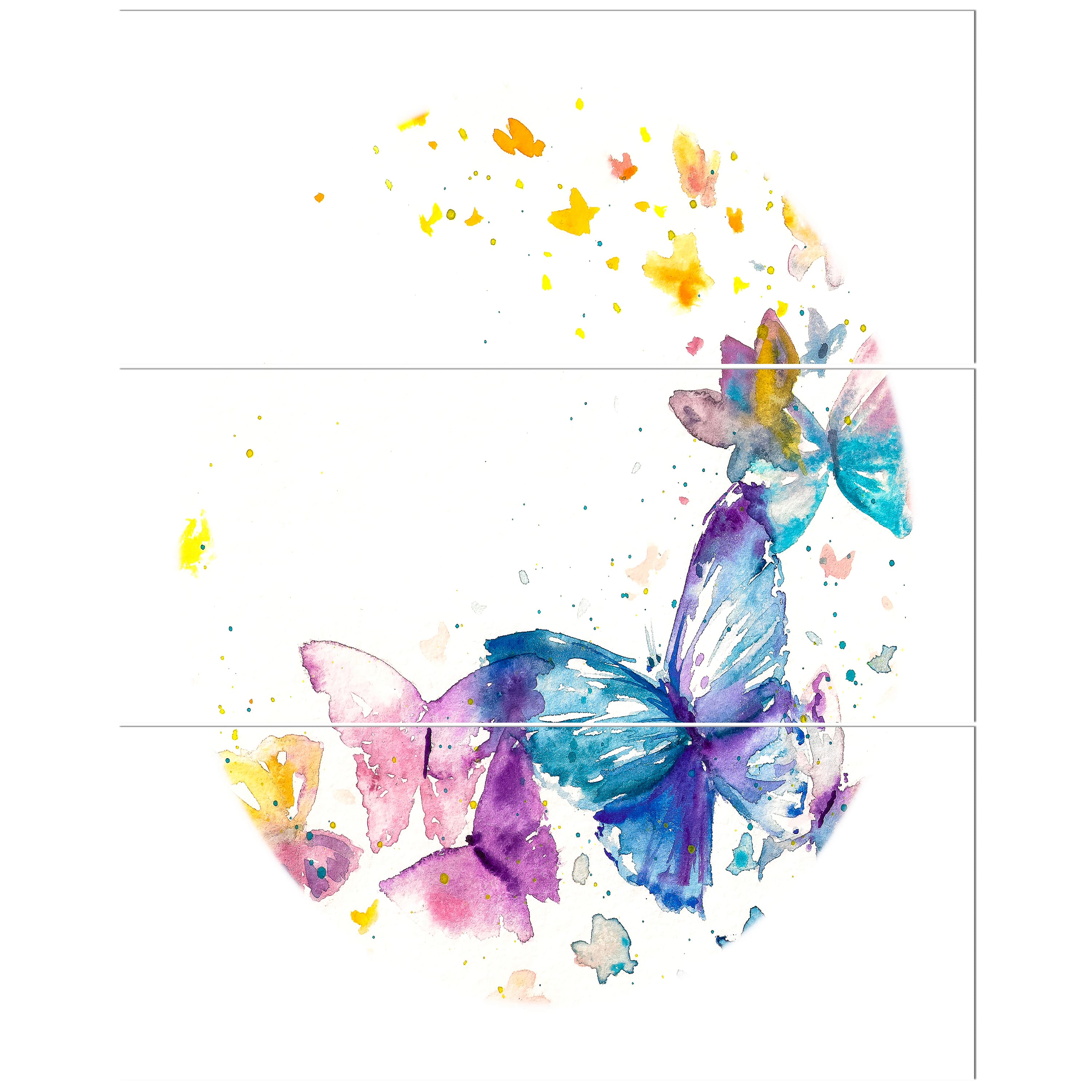 Designart - Butterfly on White Paper - Animals Painting Print on Wrapped Canvas set