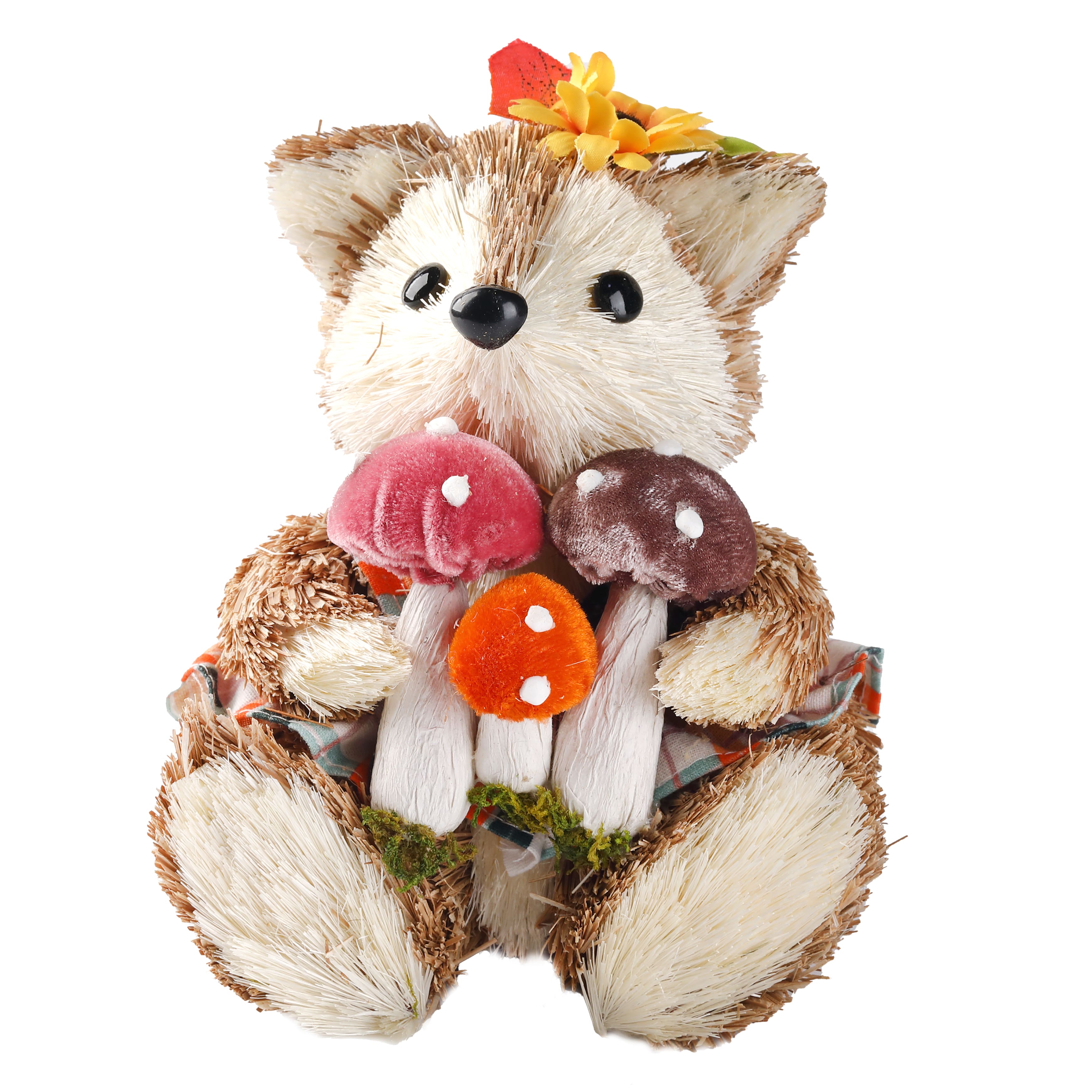 6.75" Sitting Fox with Mushrooms Natural Décor by Ashland®