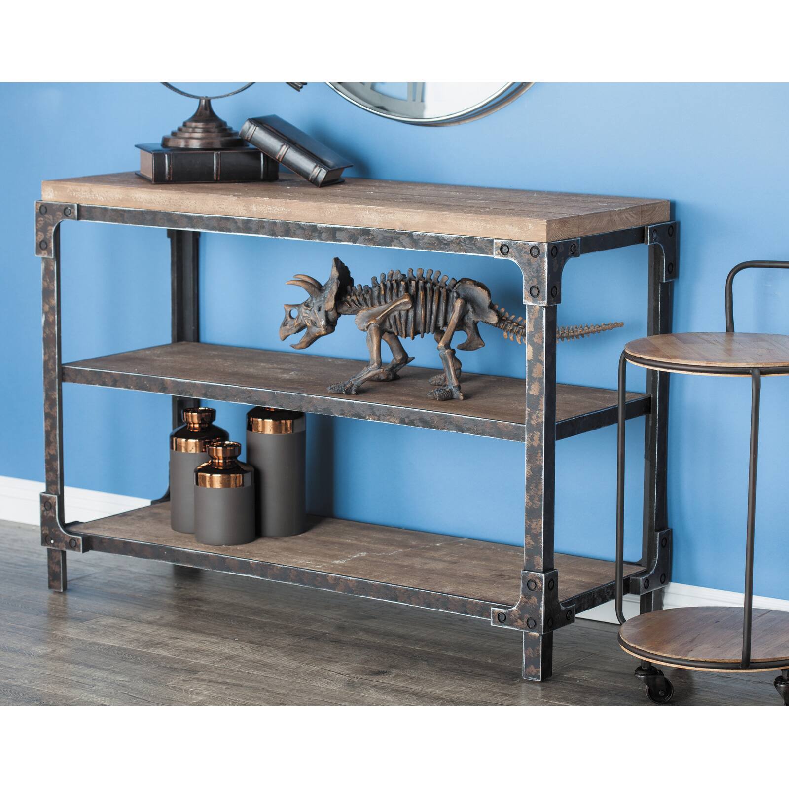 4ft. Brown Industrial Wood Console Table