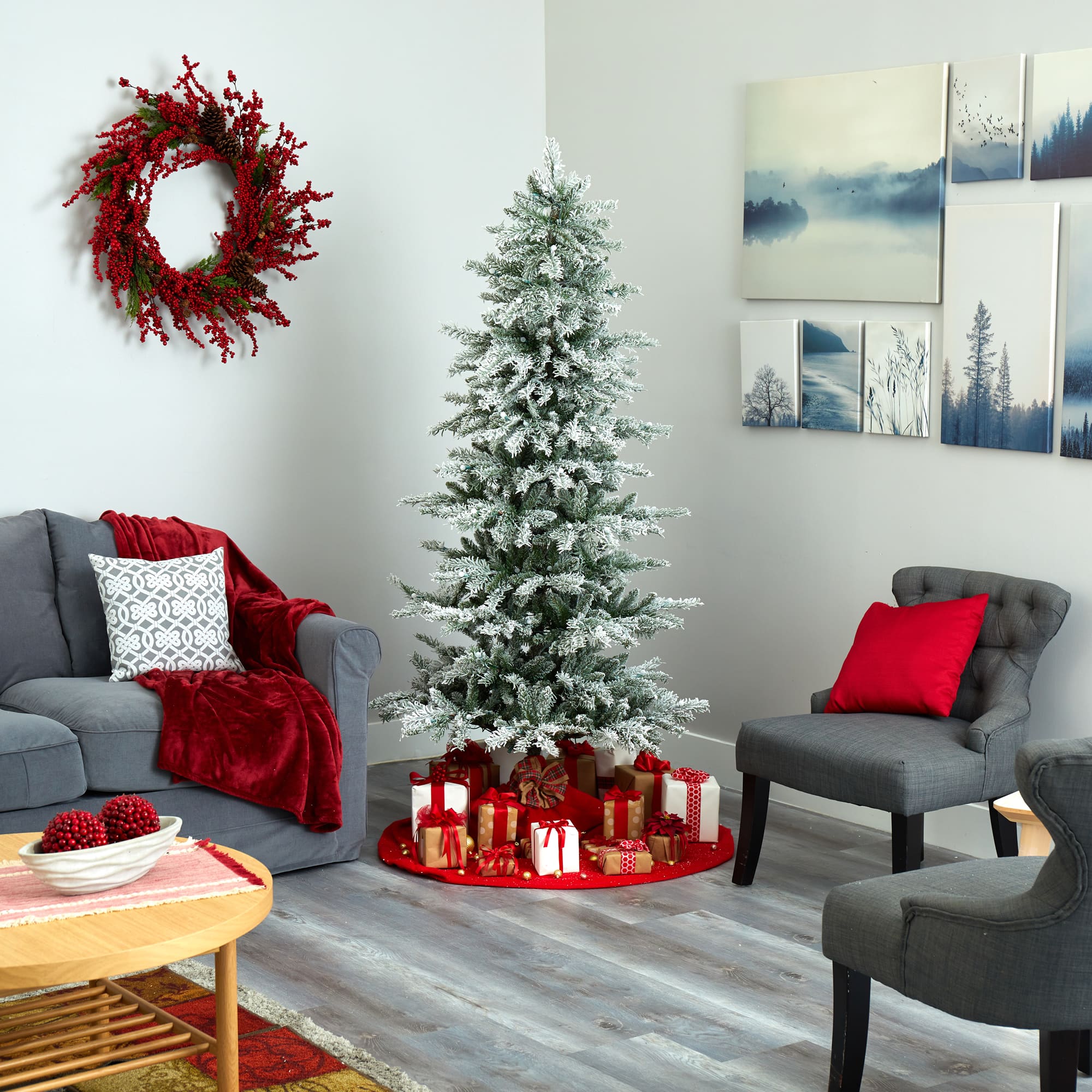6.5ft. Pre-Lit Nova Scotia Spruce Artificial Christmas Tree, Warm White LED Lights