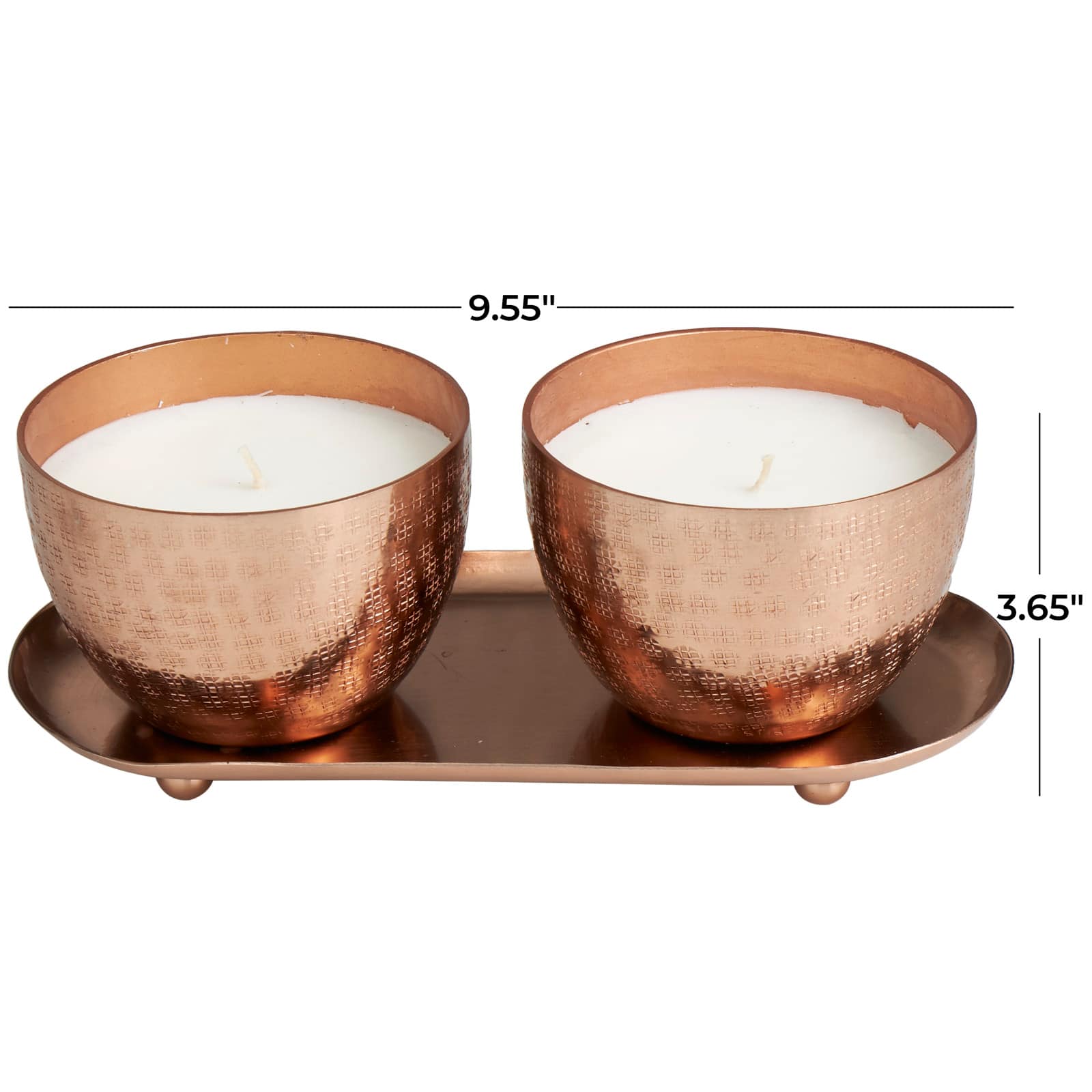 10oz. Sauvignon Blanc Scented Candles in Copper Bowls with Tray