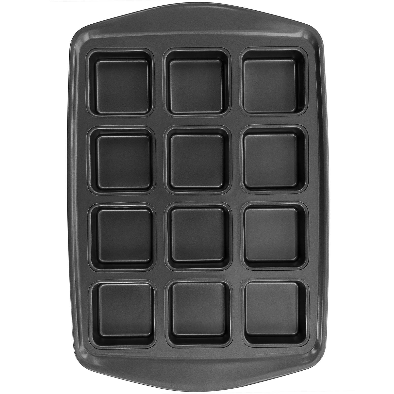Gibson Baker&#x27;s Friend Gray 12 Cup Nonstick Steel Brownie Pan