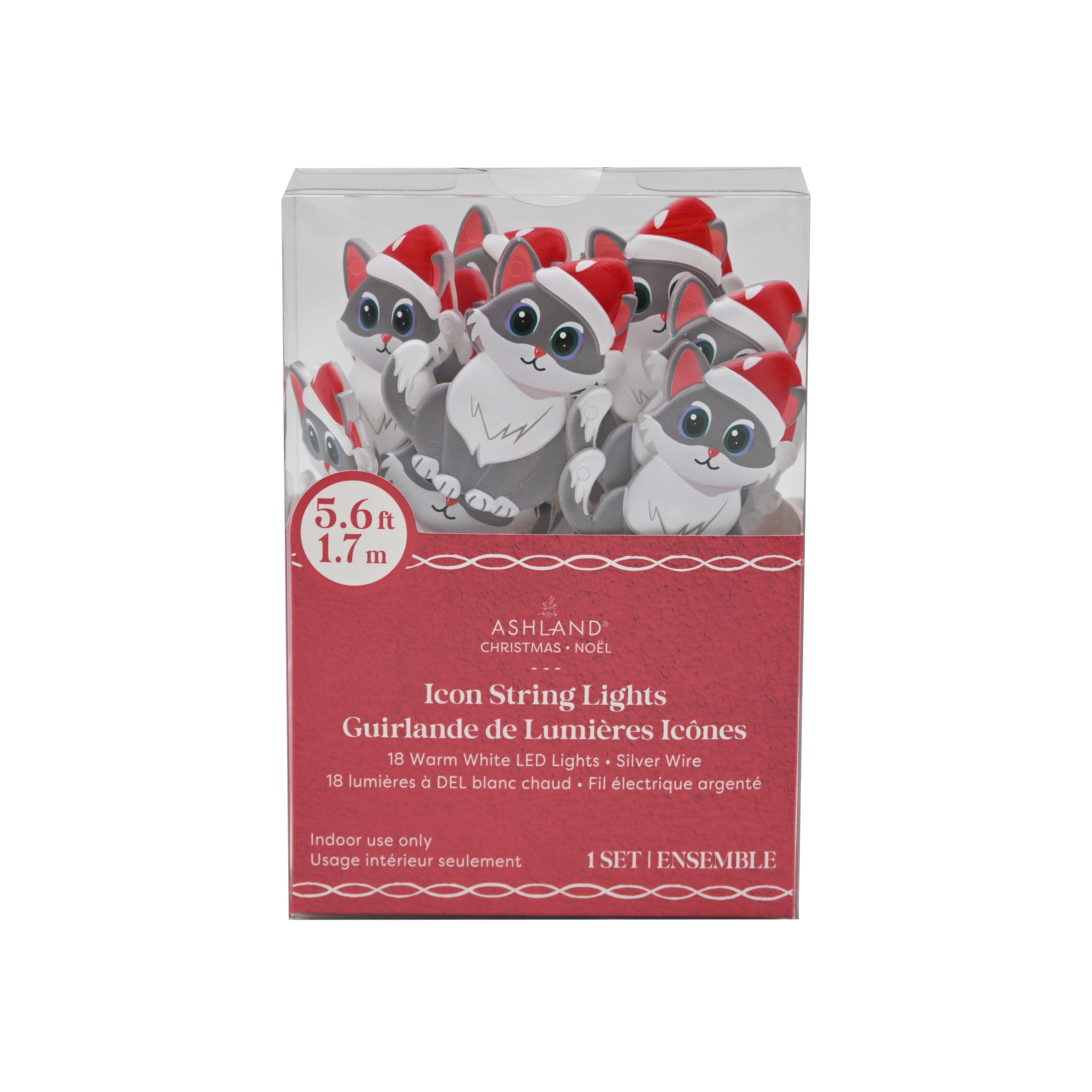 18ct. Warm White LED Gray Cat String Lights on Silver Wire by Ashland&#xAE;