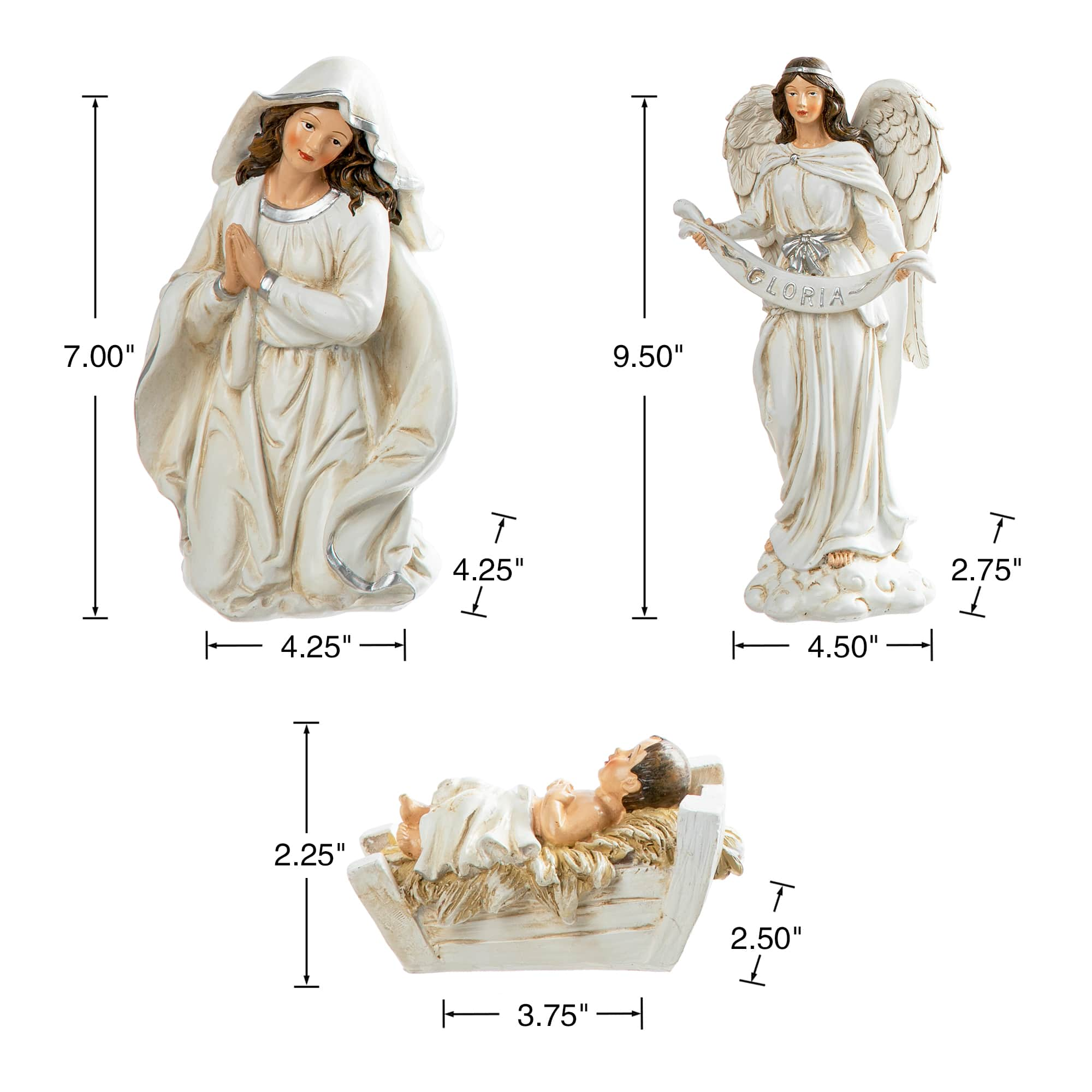 Glitzhome&#xAE; Ivory Resin Nativity Figurine Set