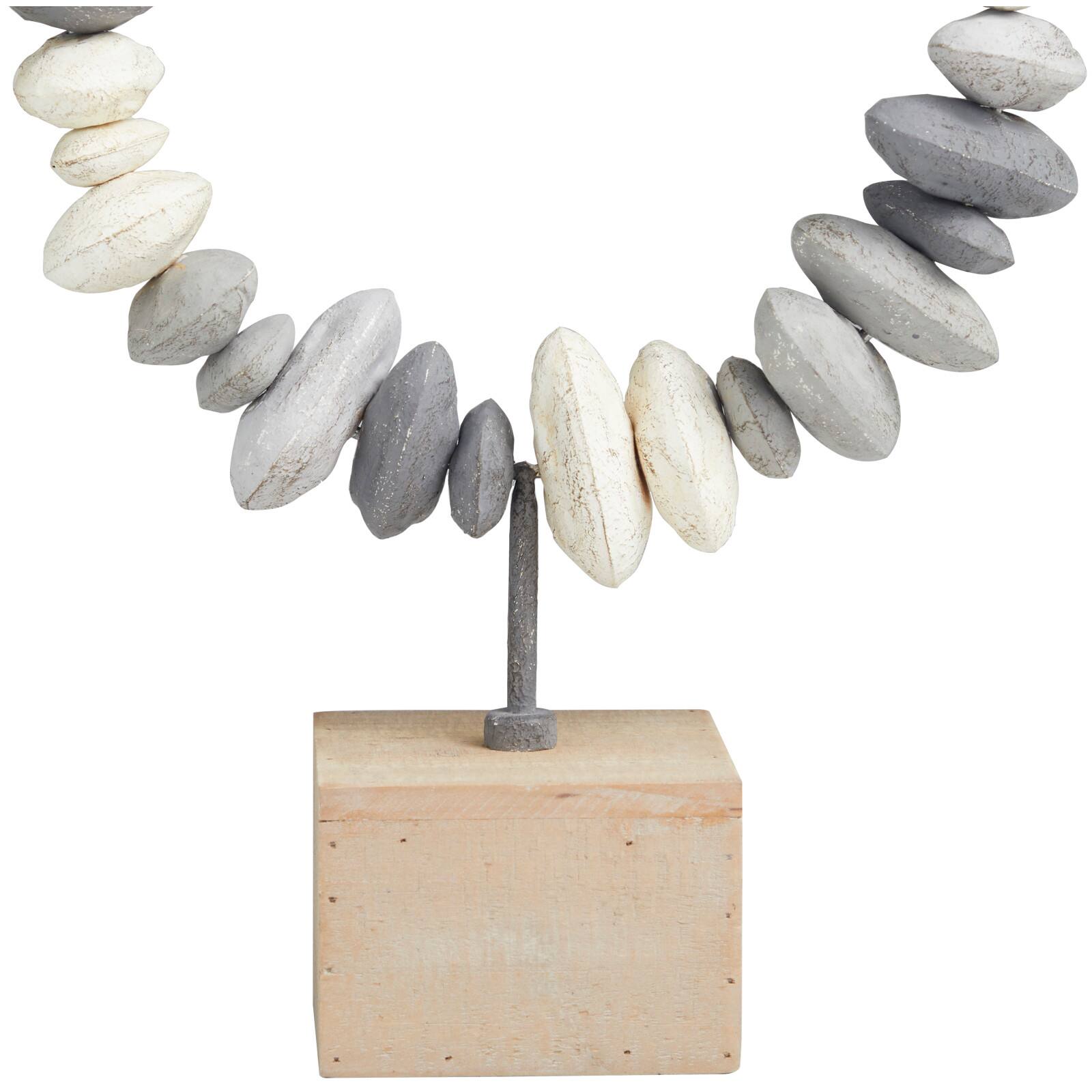 18.25" Gray Abstract Circular Stones Tabletop Sculpture