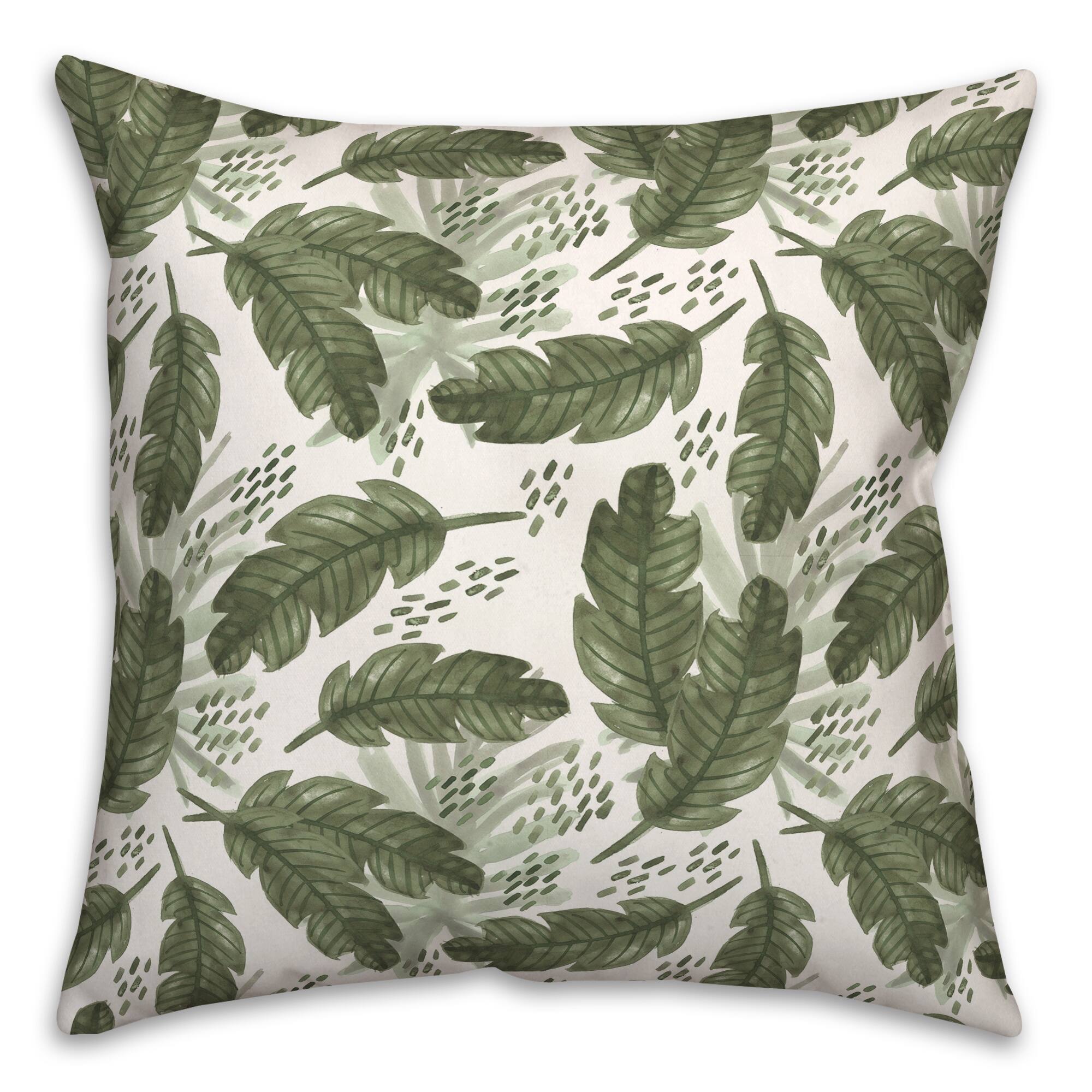 Tropical Leaves Pattern 18&#x22; x 18&#x22; Throw Pillow