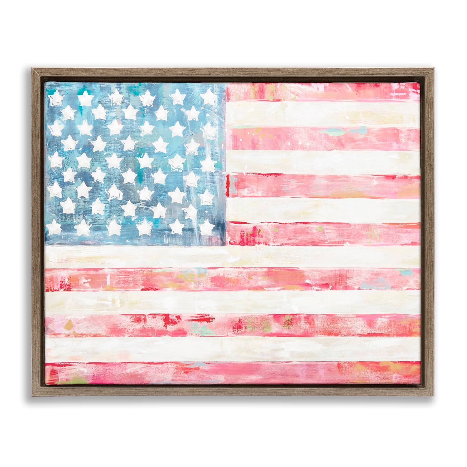 Stupell Industries Patriotic Brushed Flag Floater Framed Art