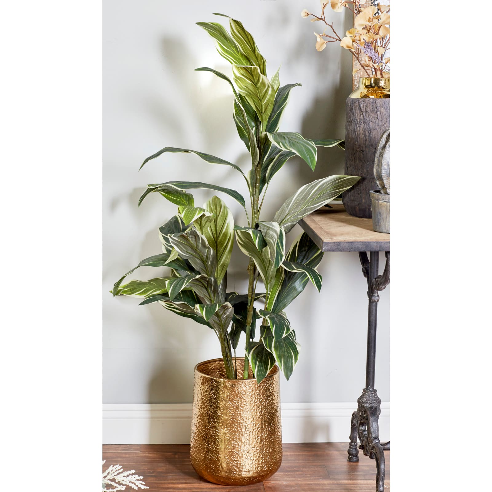 Set of 3 Gold Aluminum Glam Planter, 12", 16", 20"