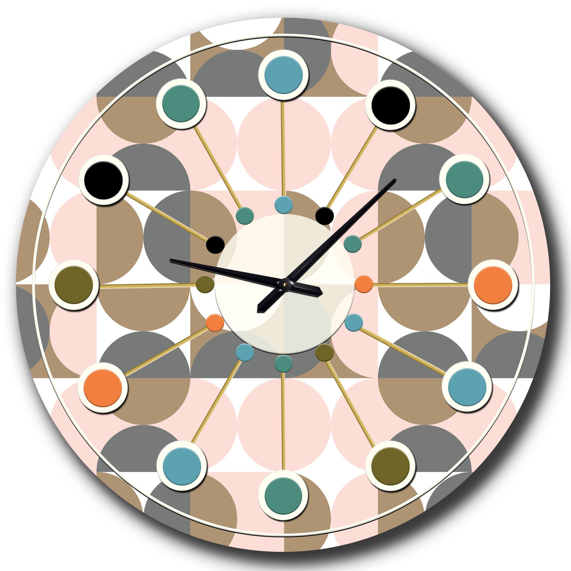 Designart &#x27;Retro Circular Pattern Iv Mid-Century Modern Wall Clock