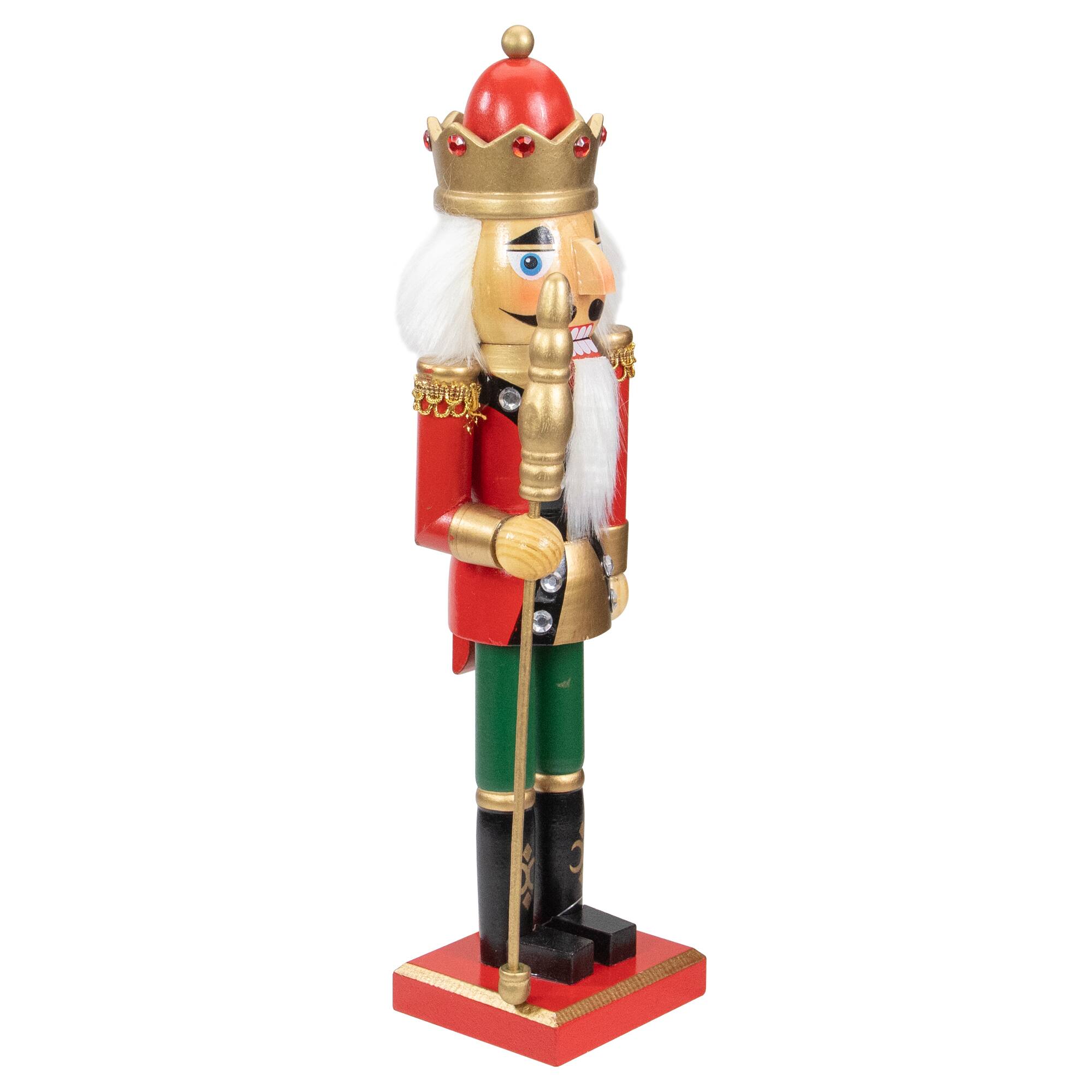 14" Wooden Nutcracker King with Scepter