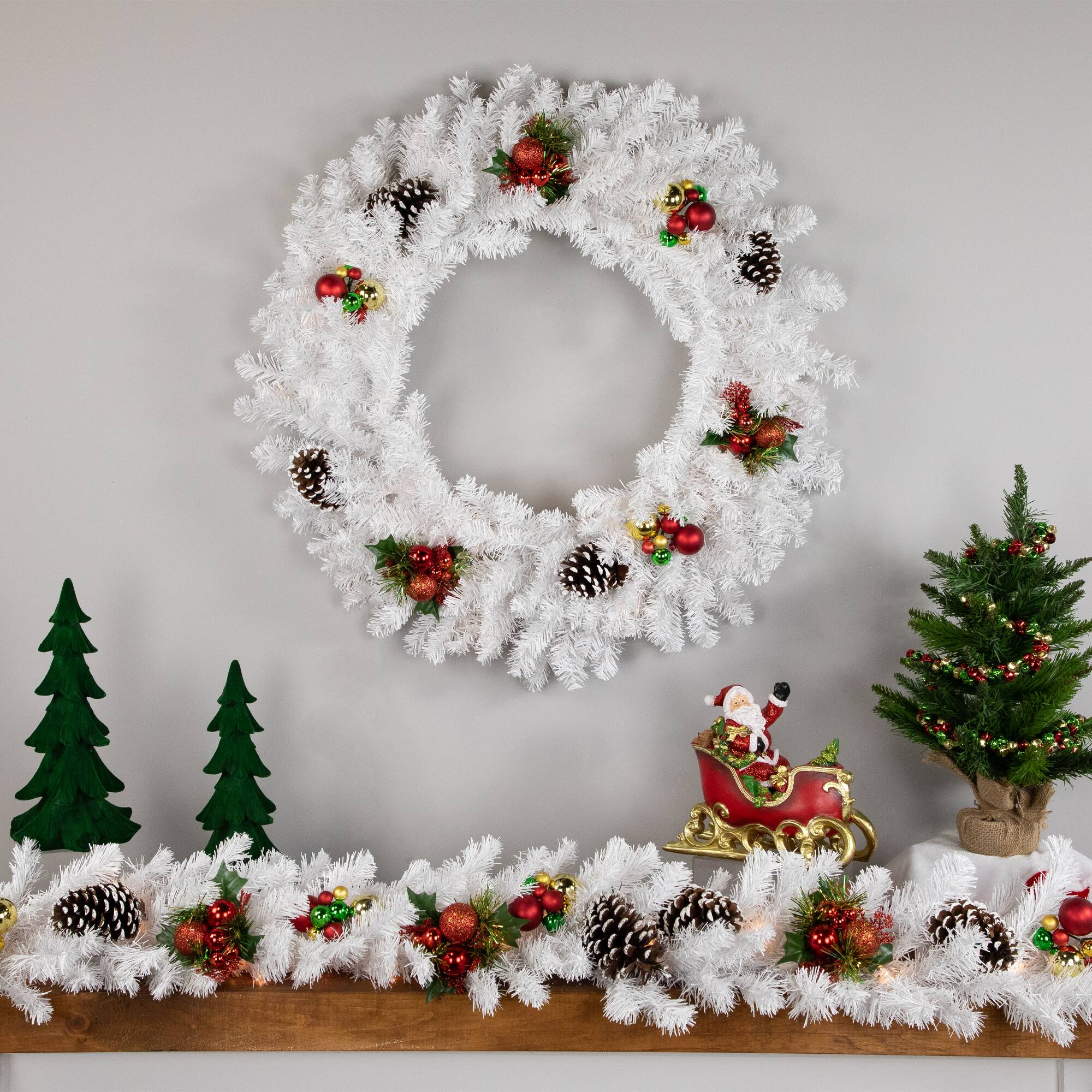30&#x22; White Canadian Pine Artificial Christmas Wreath