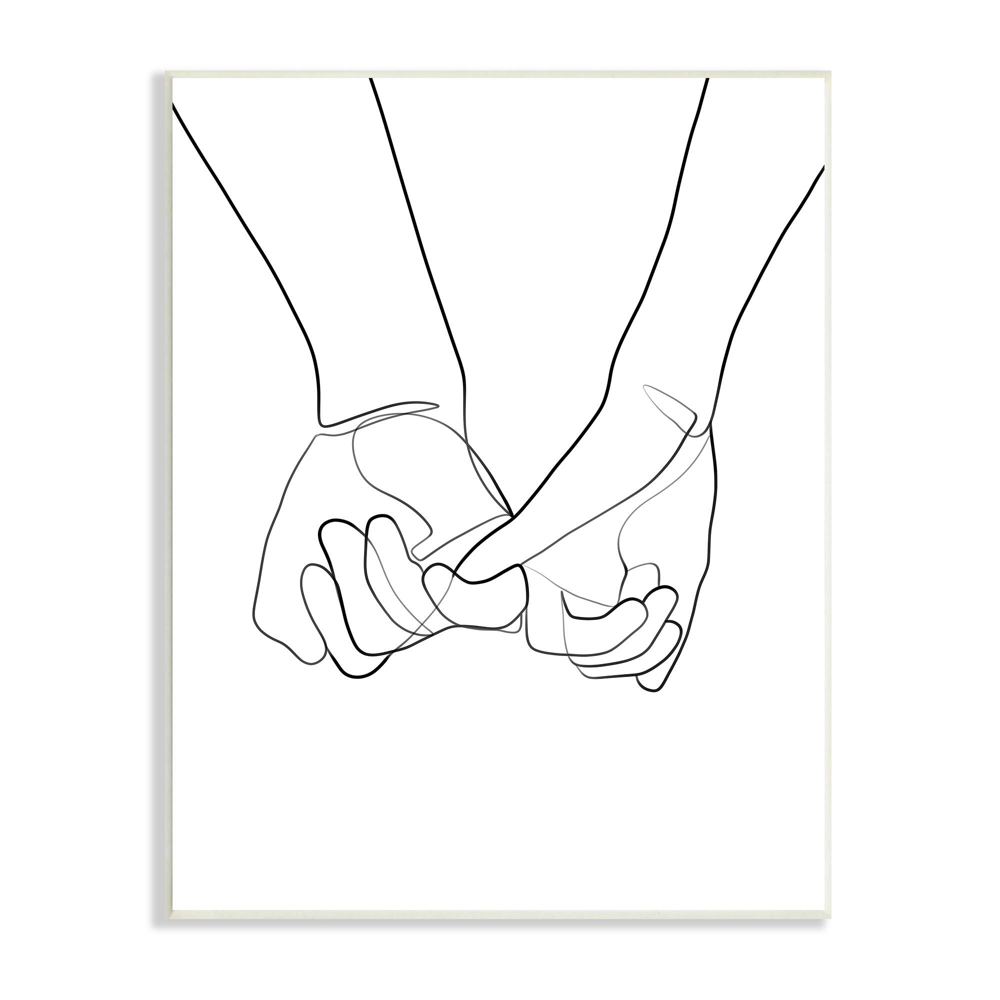 Stupell Industries Fluid Line Abstract Couple Holding Hands Black White Wall Plaque