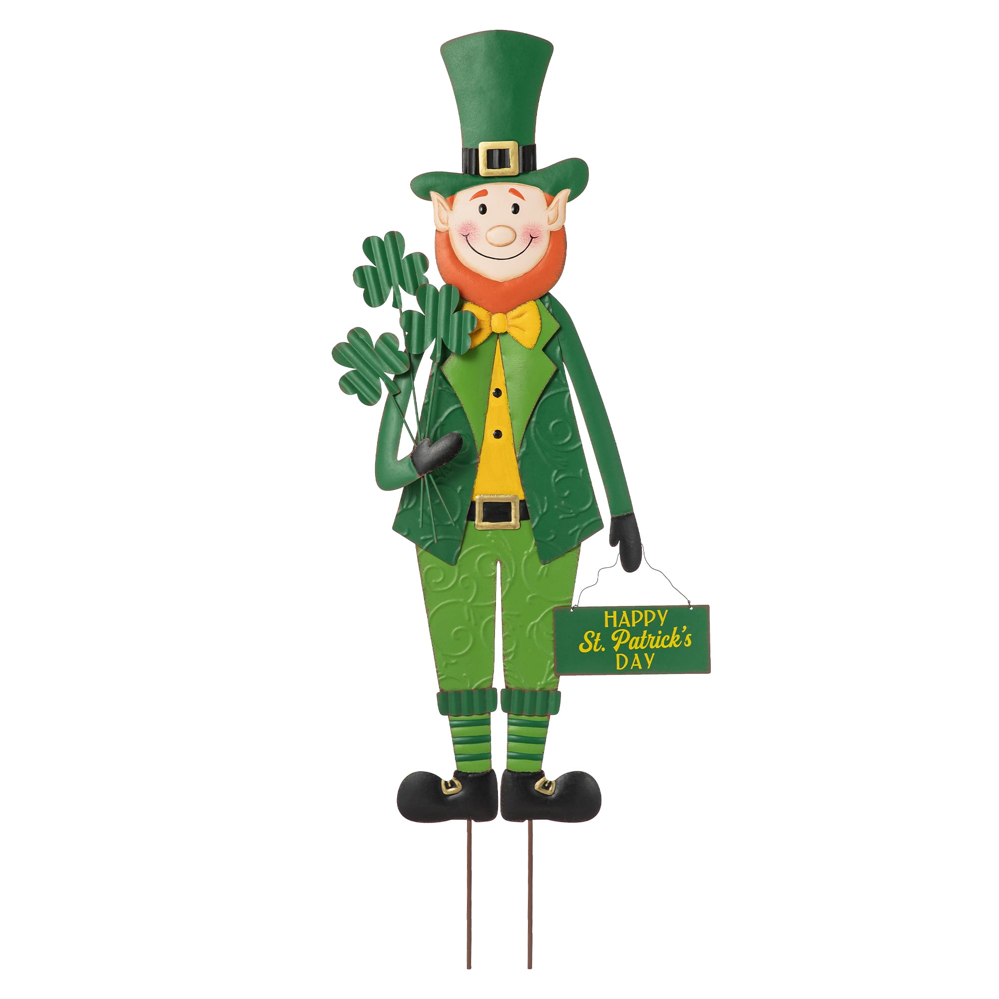 Glitzhome® 36" St. Patrick's Metal Leprechaun yard stake or Standing Decor or Wall Decor