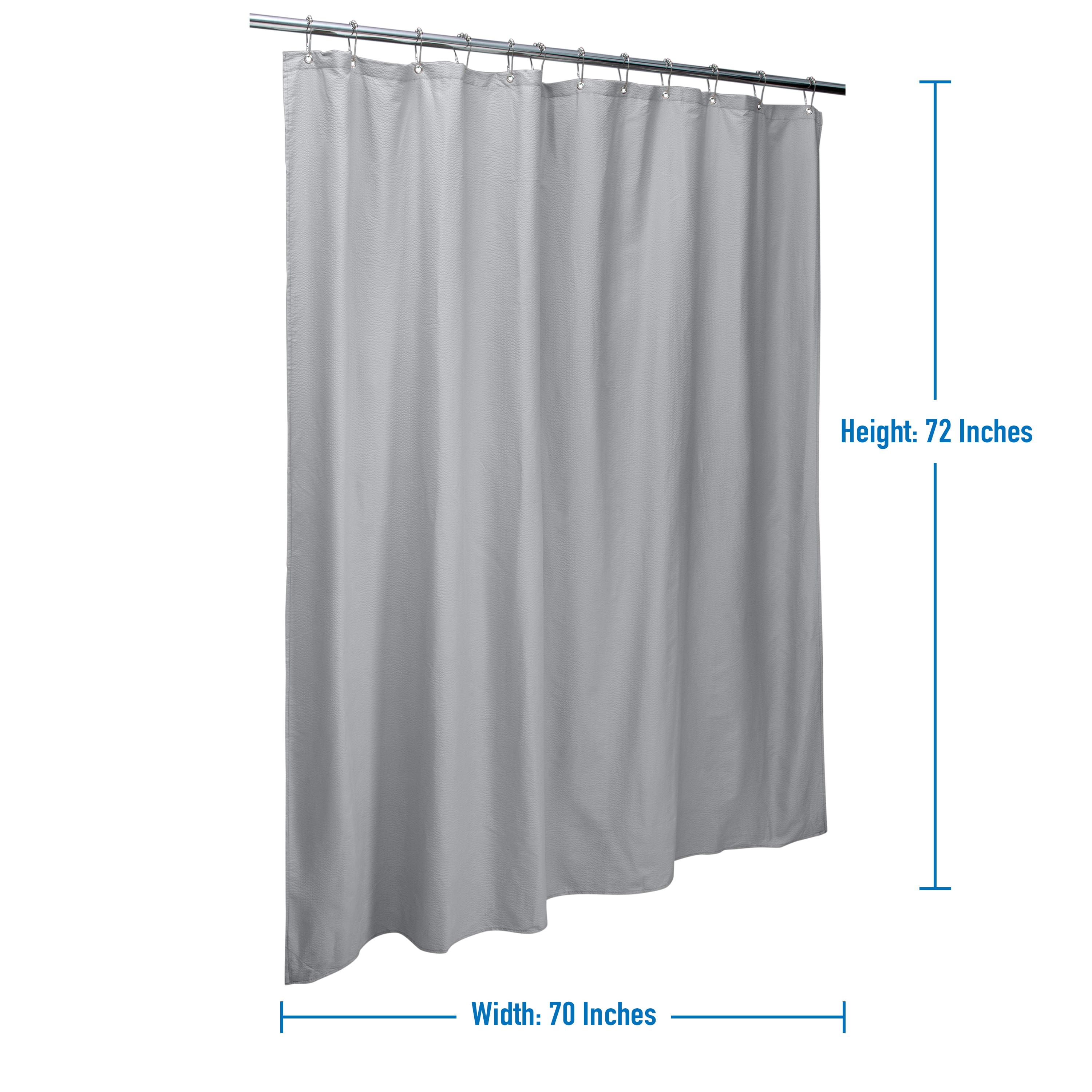 Bath Bliss Silver Microfiber Soft Touch Seersucker Design Shower Curtain Liner