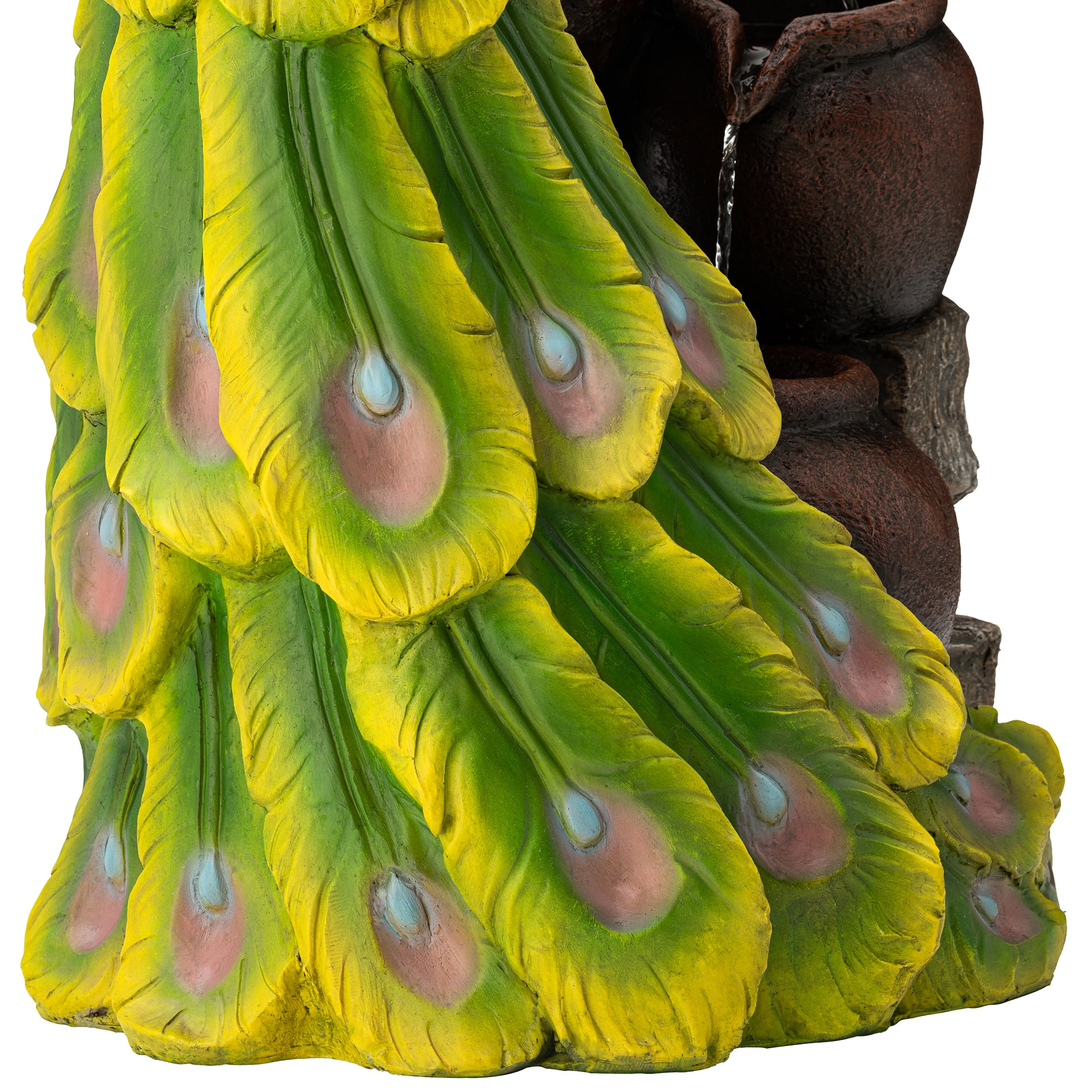 Glitzhome&#xAE; 40&#x22; LED 4-Tier Peacock &#x26; Jars Outdoor Floor Fountain