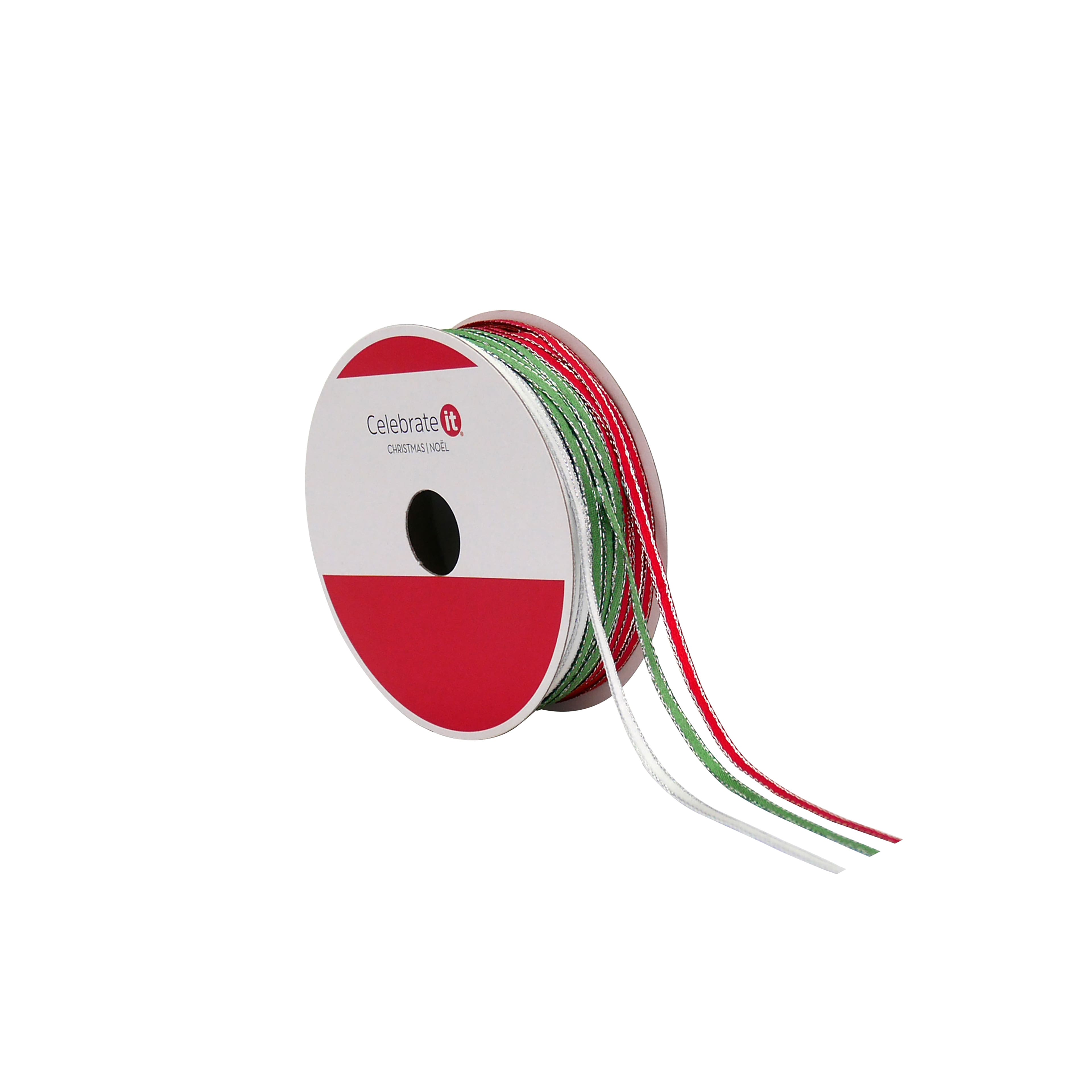 1/8&#x22; x 36ft. Green, Red &#x26; White Trim Ribbons by Celebrate It&#xAE;