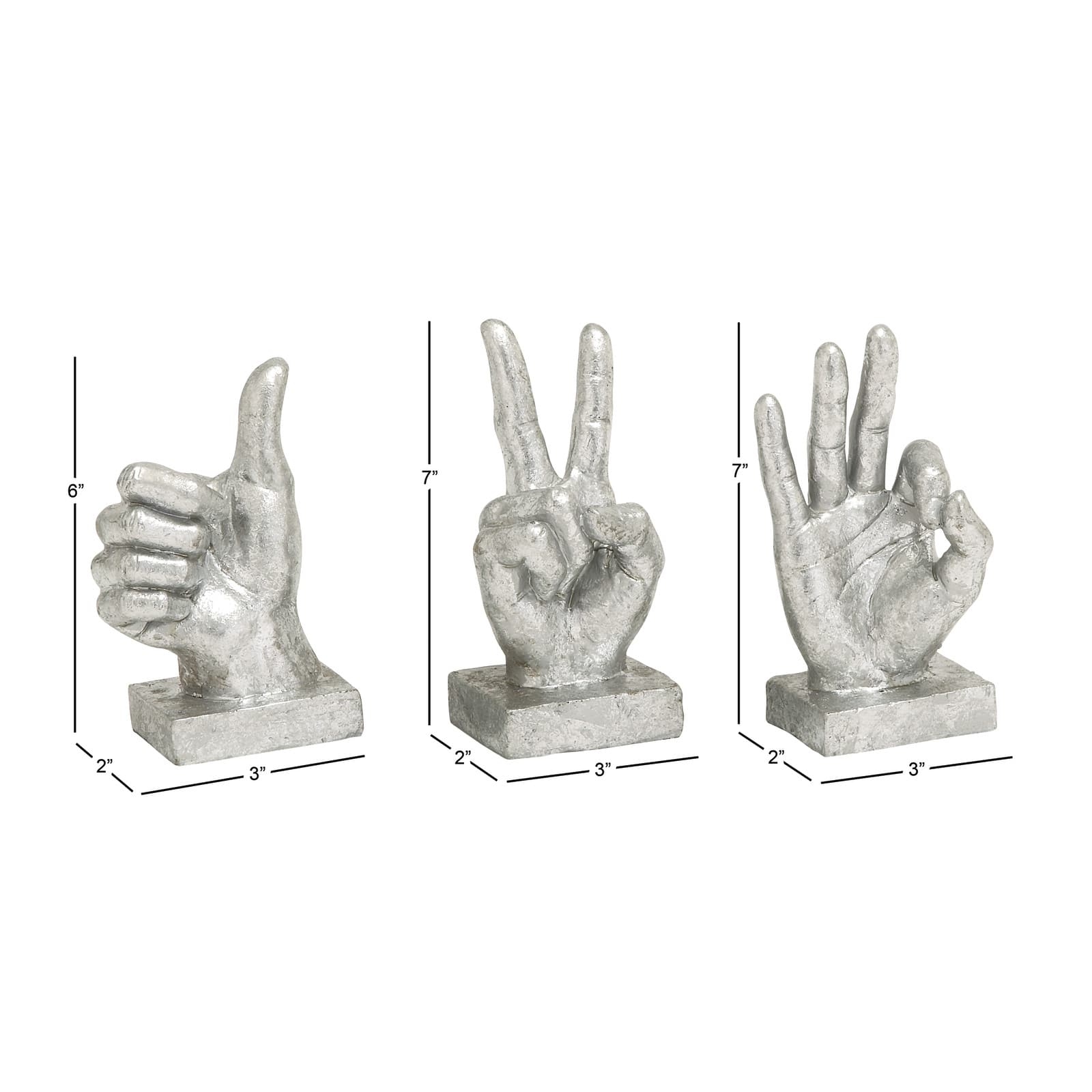 CosmoLiving by Cosmopolitan Silver Hand Sculpture Set