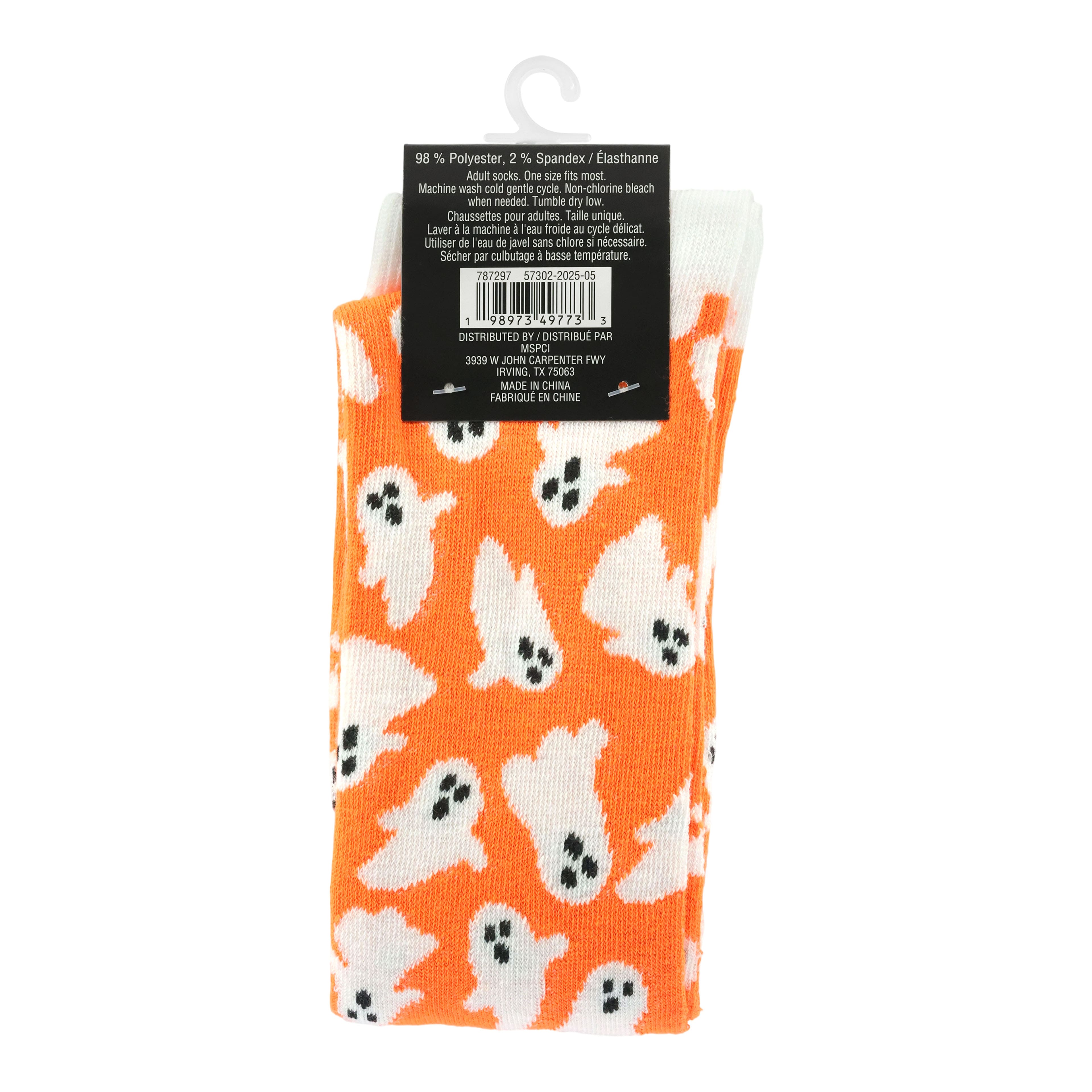 Orange &#x26; White Ghost Adult Knee High Socks by Celebrate It&#x2122;