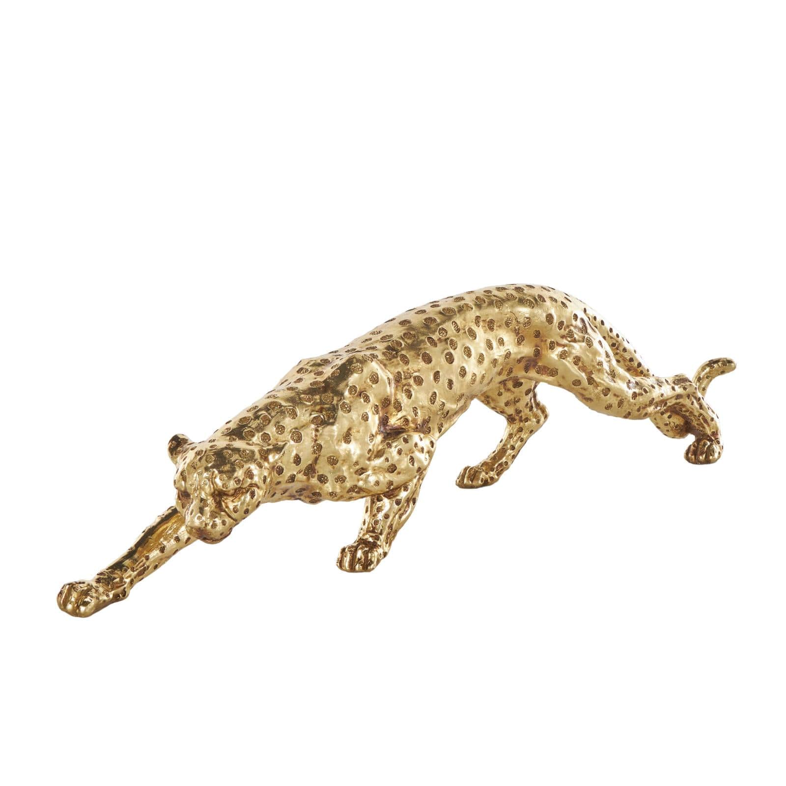 25.5" Gold Leopard Sculpture with Textured Spots