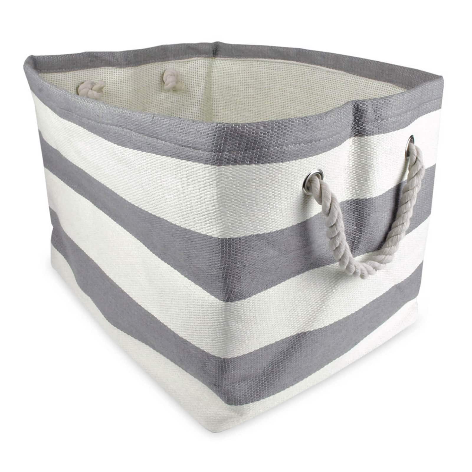 DII&#xAE; Large Striped Rectangle Woven Paper Storage Basket