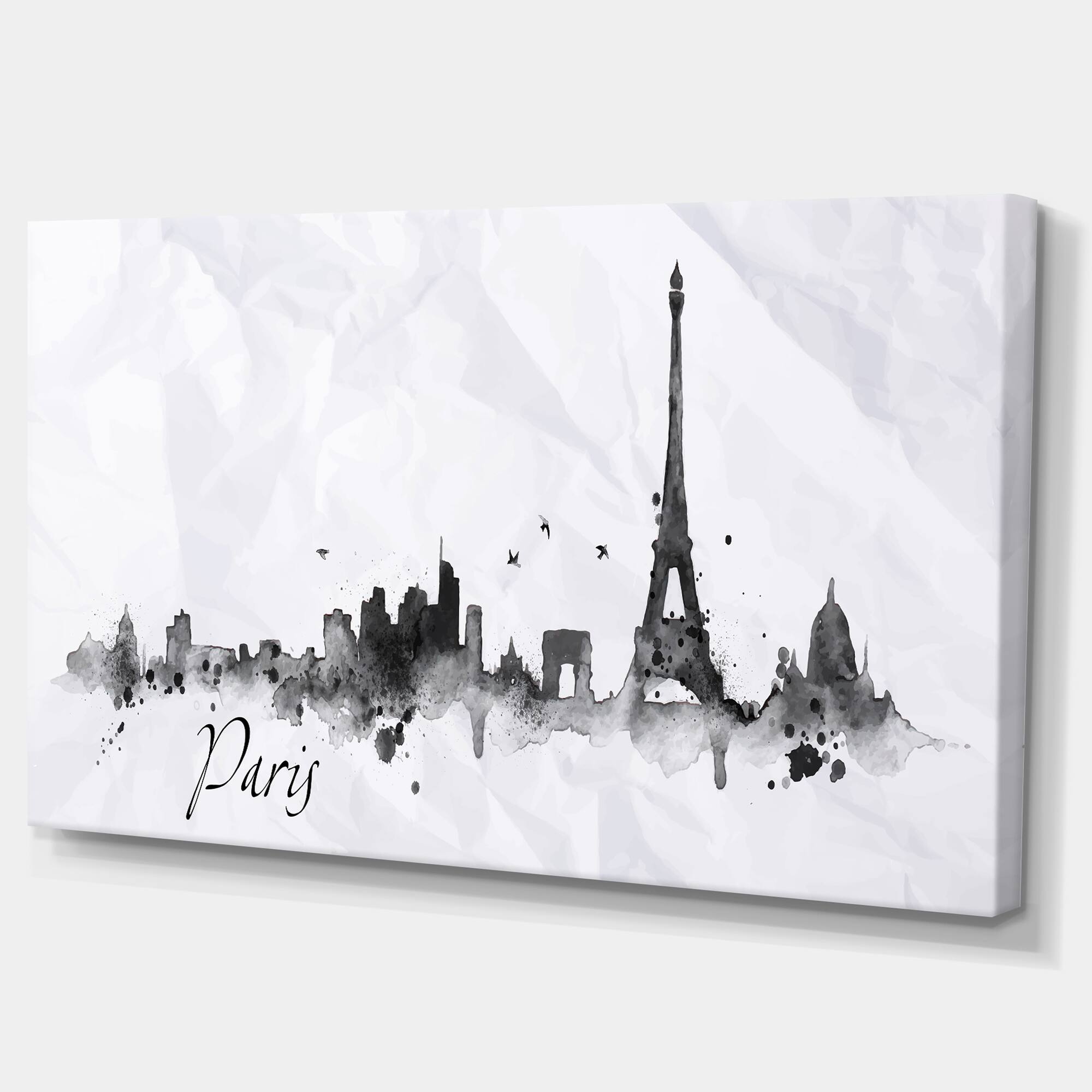 Designart - Paris with Eiffel Silhouette - Cityscape Painting Canvas Print