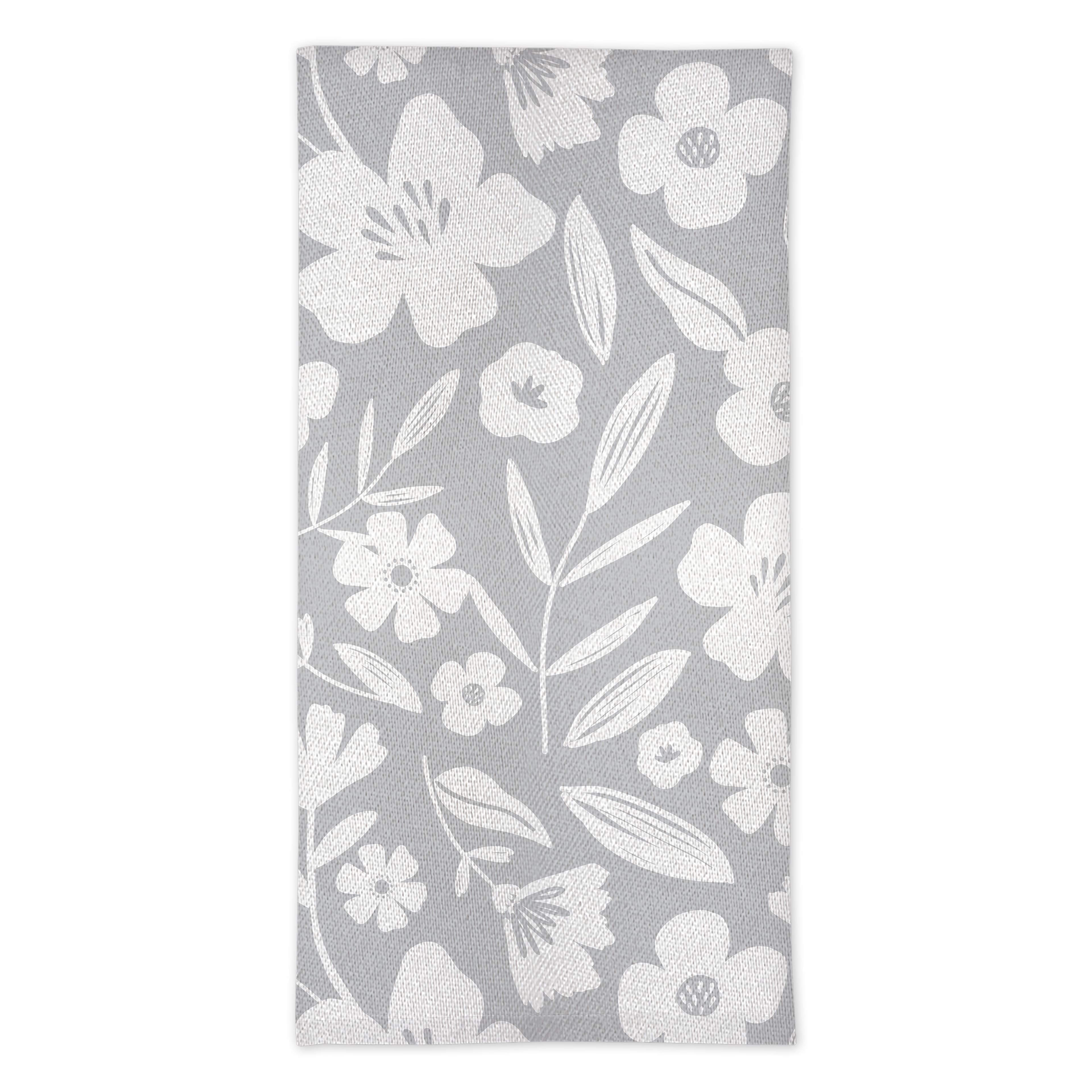 MUkitchen Gray Floral Jacquard Kitchen Towel
