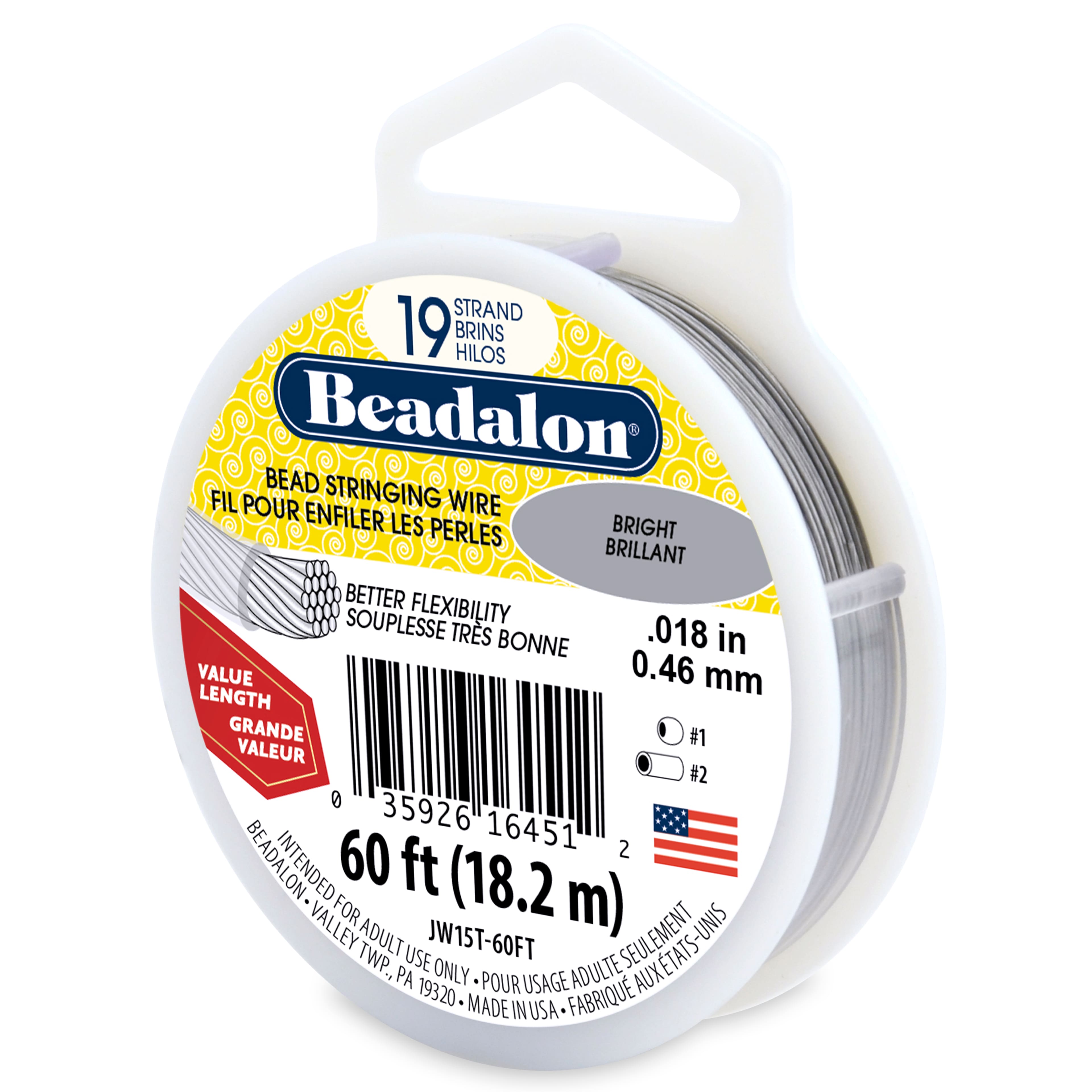 Beadalon® 0.46mm Bright 19 Strand Bead Stringing Wire, 60ft.