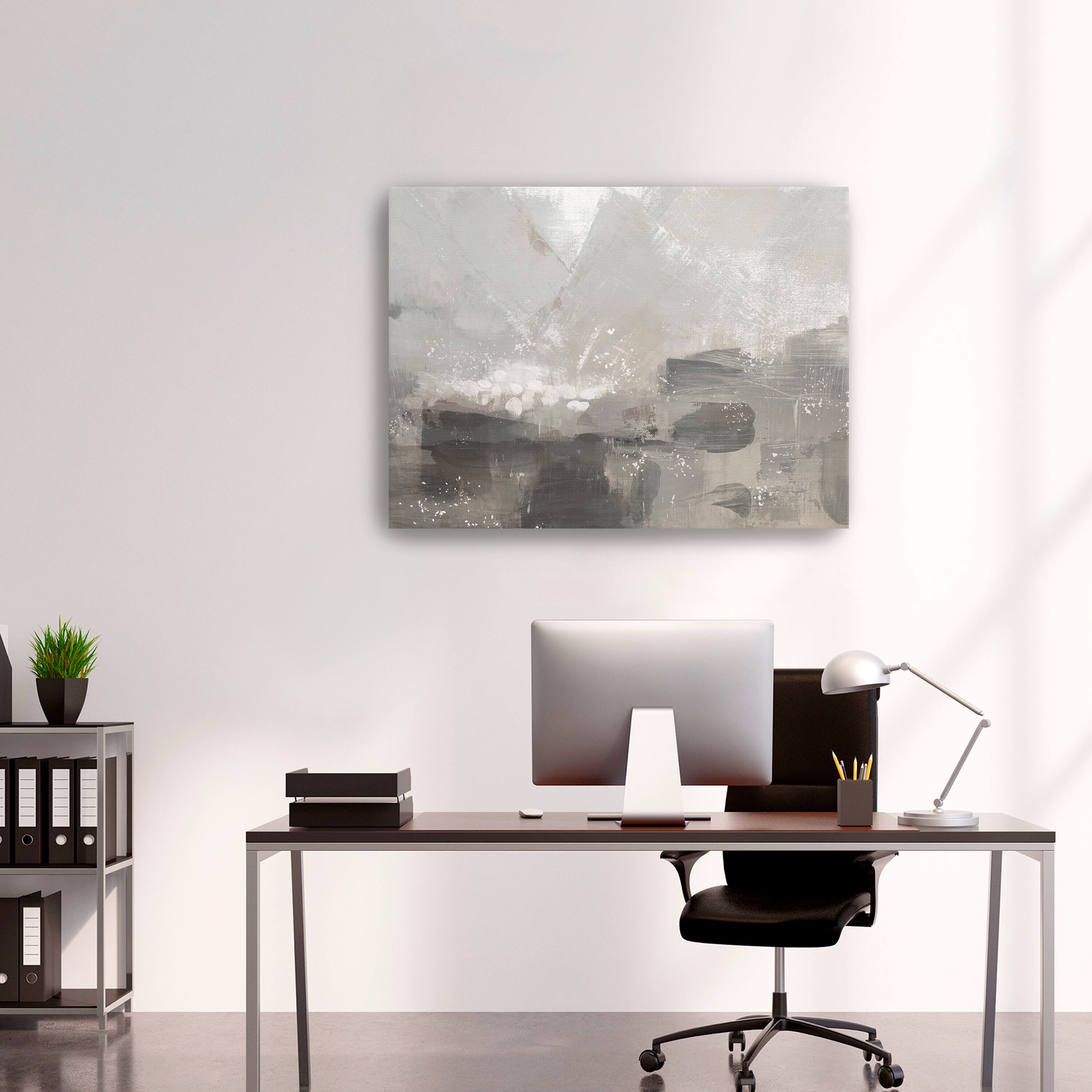 Contemporary Gray Abstract Landscape Canvas Giclee