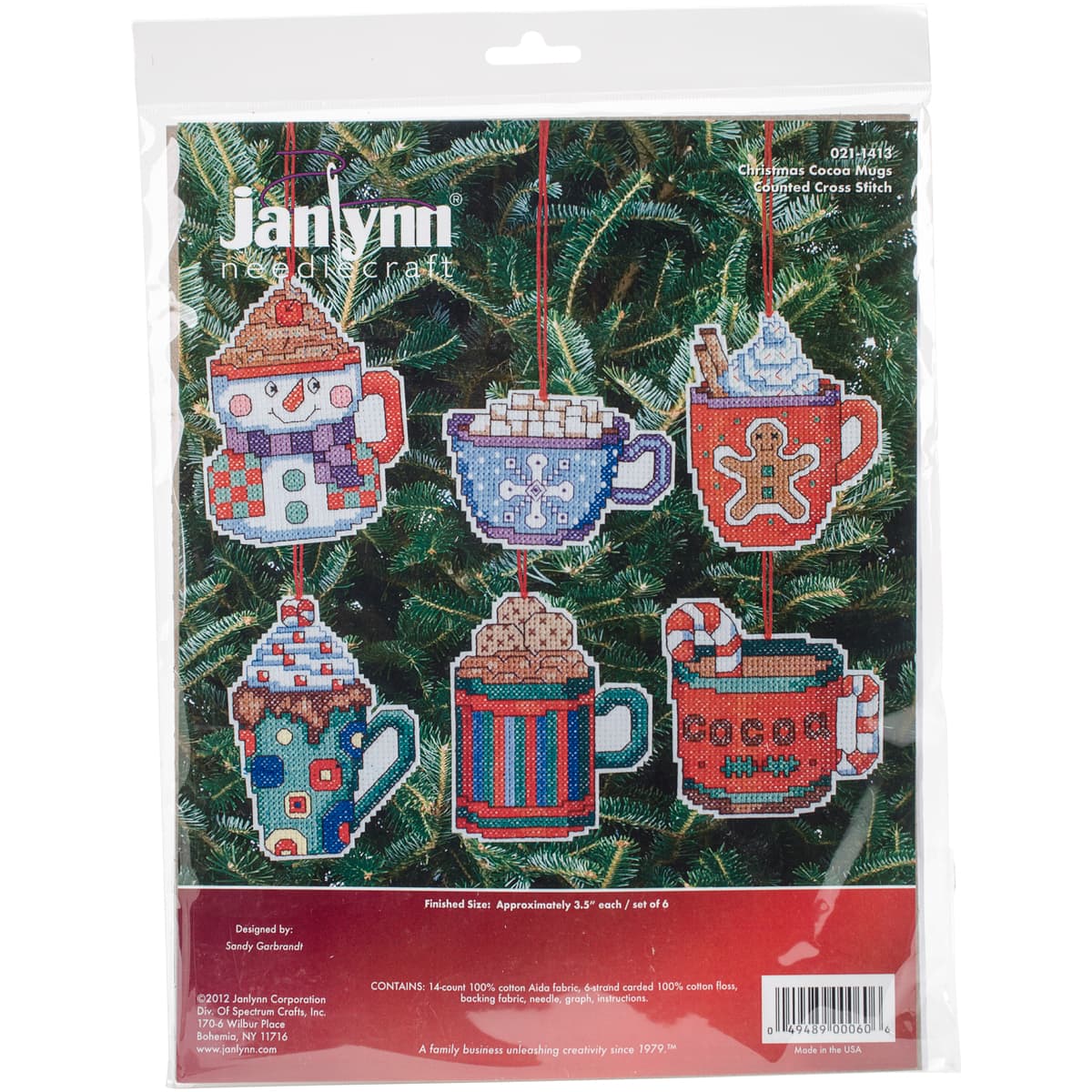 Janlynn&#xAE; Cocoa Mug Counted Cross Stitch Ornaments Kit
