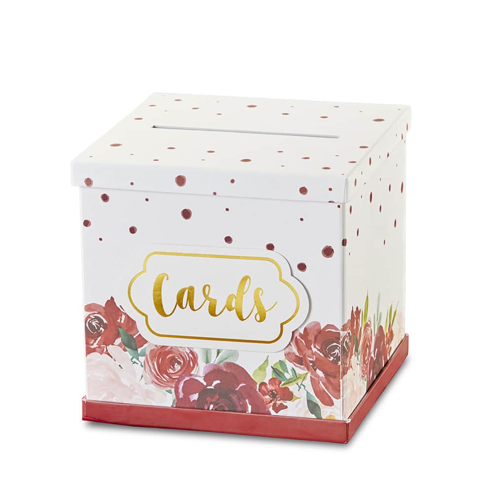 Kate Aspen® Burgundy Blush Floral Collapsible Card Box