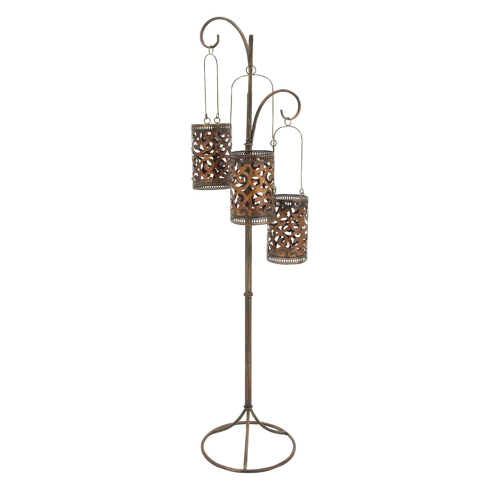 5.5ft. Brass Iron Eclectic Candle Holder Lantern