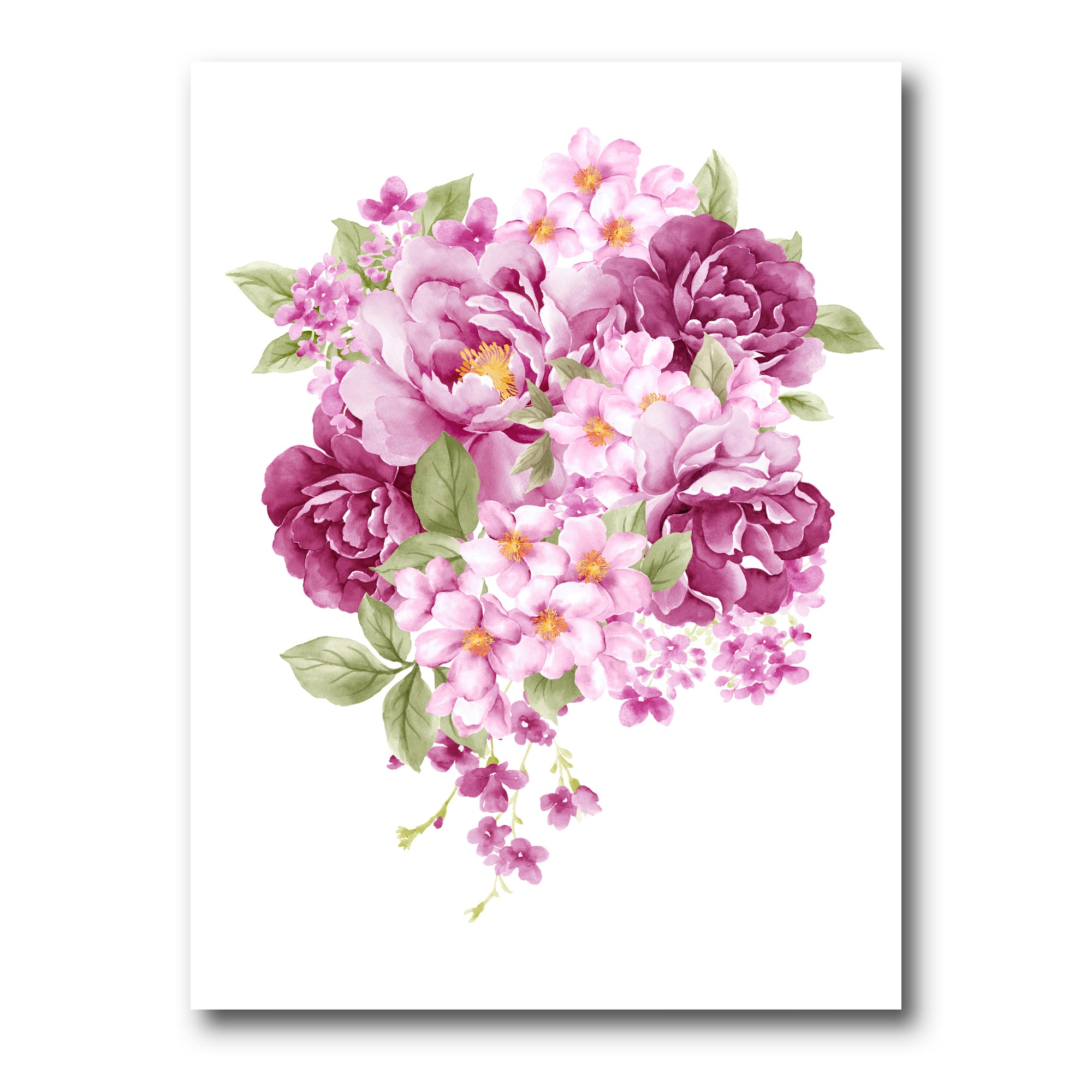 Designart - Pink Retro Flowers - Traditional Canvas Wall Art Print