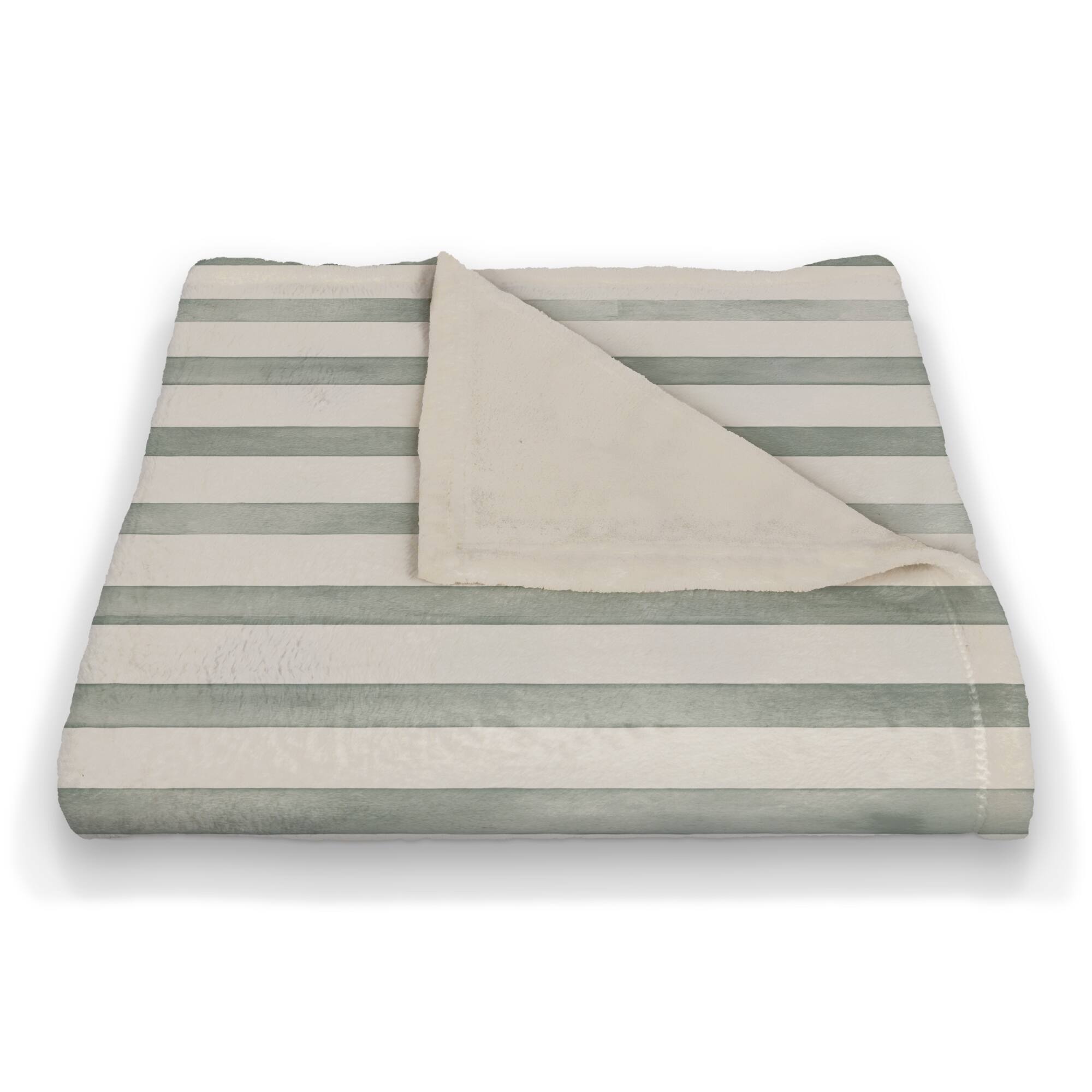 Sage Stripes Fall Fleece Blanket