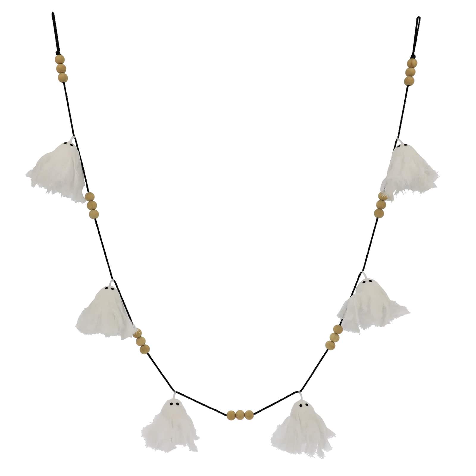 6ft. White Ghost &#x26; Wood Bead Garland by Ashland&#xAE;