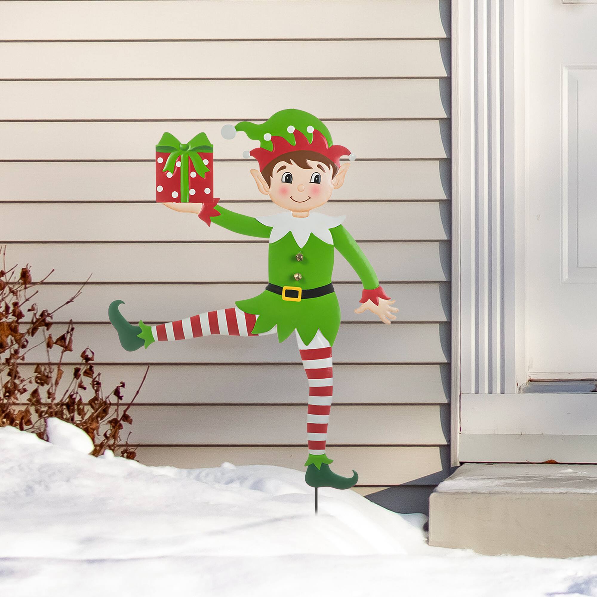 Glitzhome® 3ft. Metal Dancing Elf Yard Stake Set
