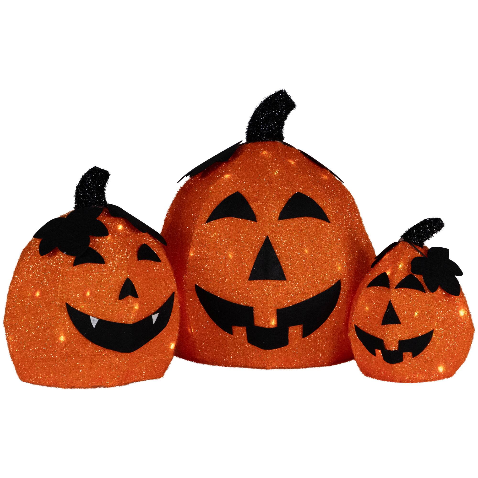 LED Lighted Jack O&#x27; Lantern Outdoor Halloween Decoration Set