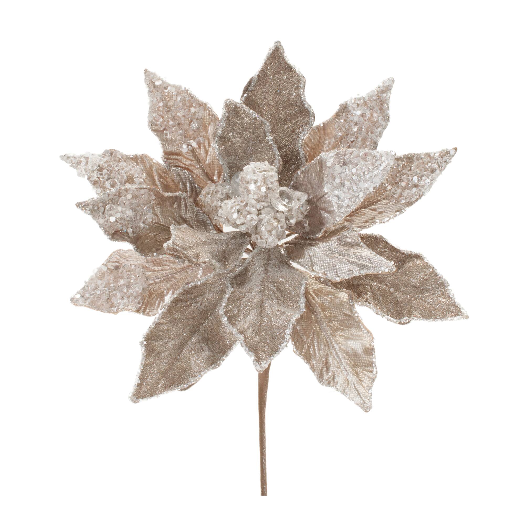 28&#x22; Beaded Velvet Poinsettia Flower Stems, 2ct.