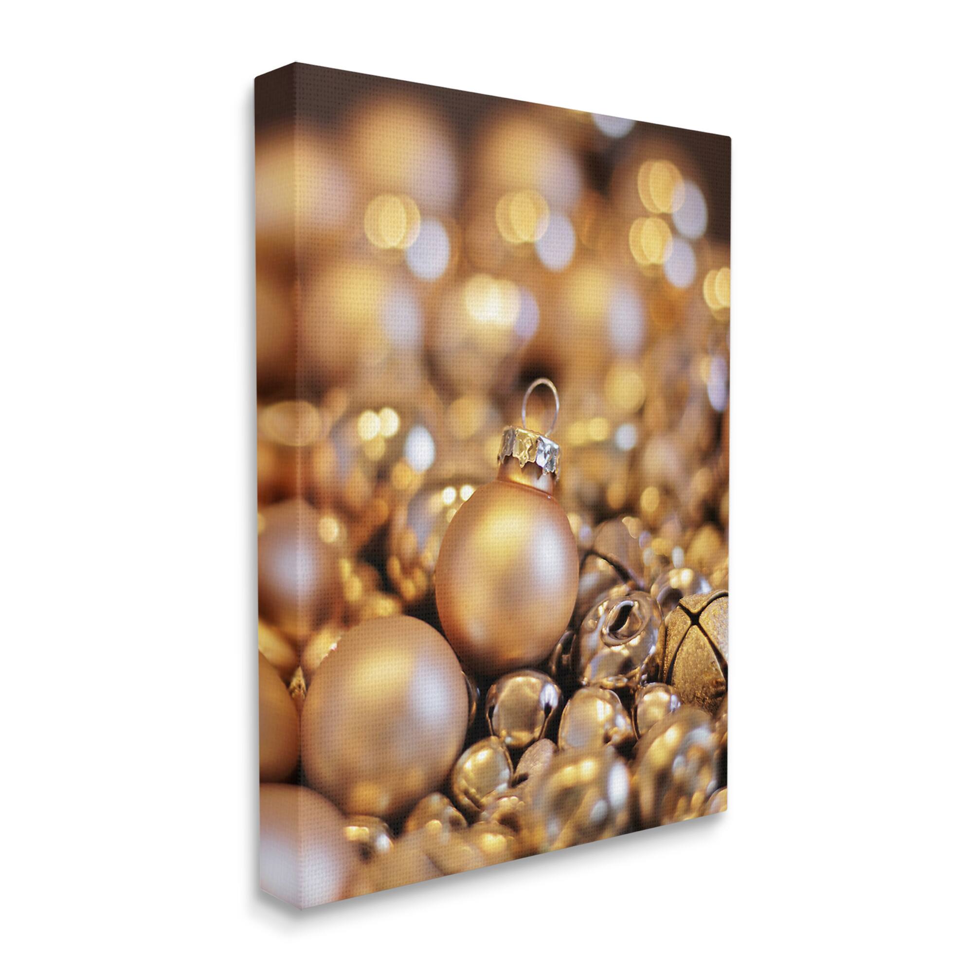 Stupell Industries Gleaming Christmas Ornaments Bells Canvas Wall Art
