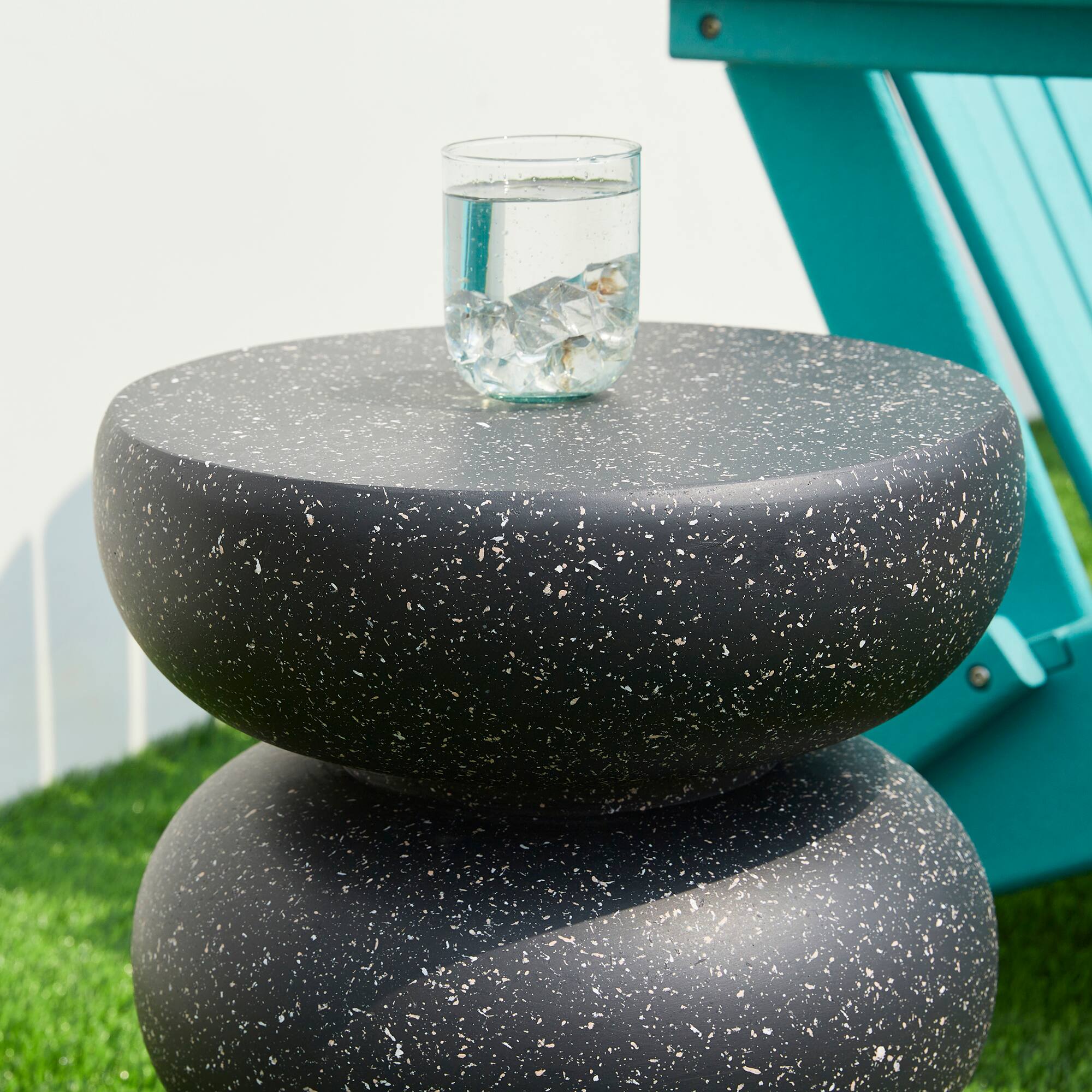 Glitzhome® 18" Multifunctional Faux Terrazzo Garden Stool