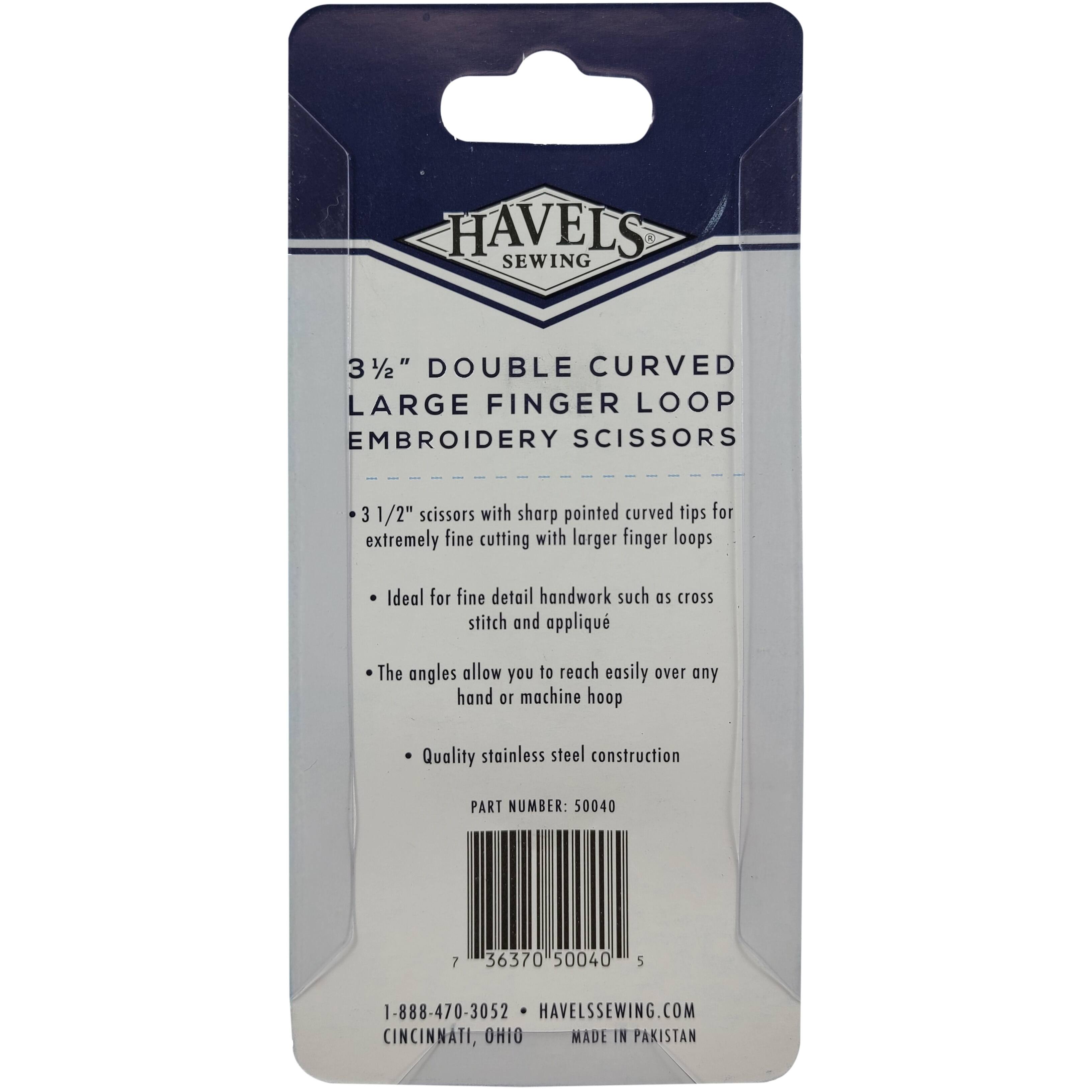 Havel&#x27;s&#x2122; 3.5&#x22; Large Finger Loop Double-Curved Embroidery Scissors