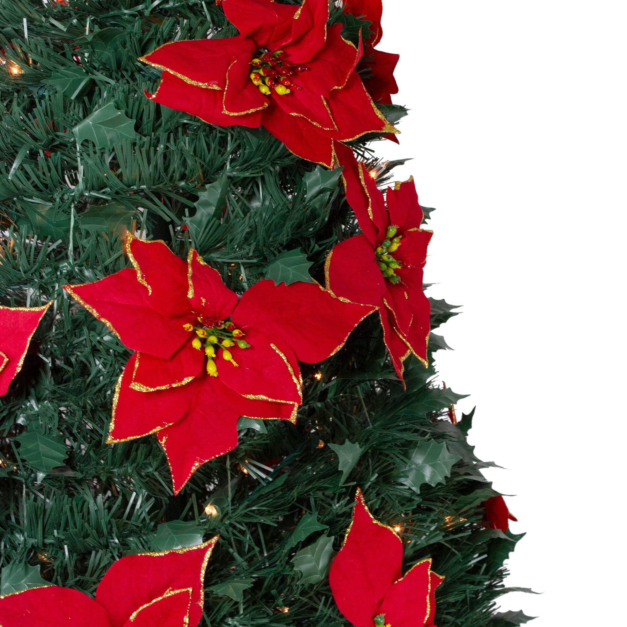6ft. Pre-Lit Pre-Decorated Poinsettia Pop-Up Artificial Christmas Tree