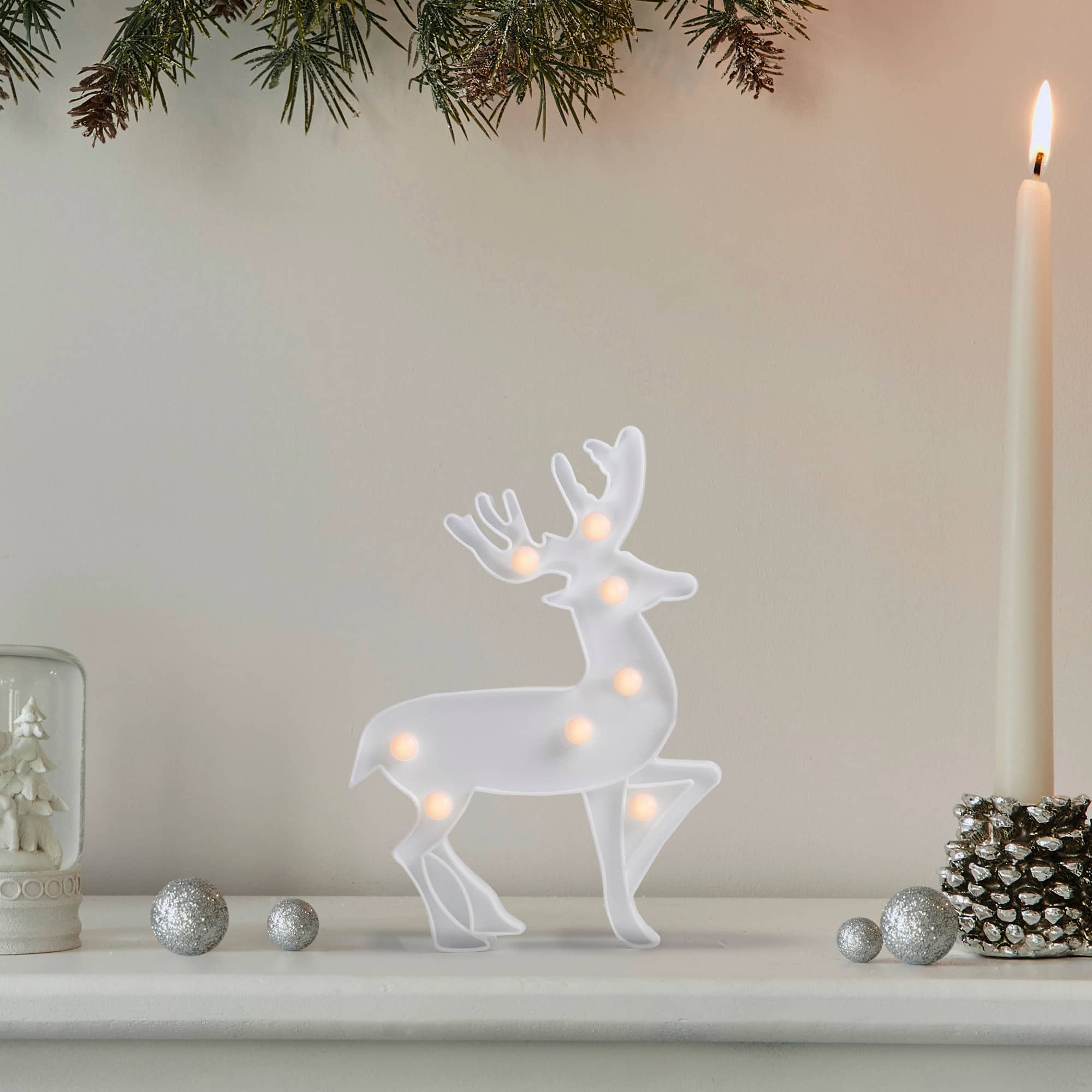 9.75" White Reindeer Christmas Marquee Wall Sign