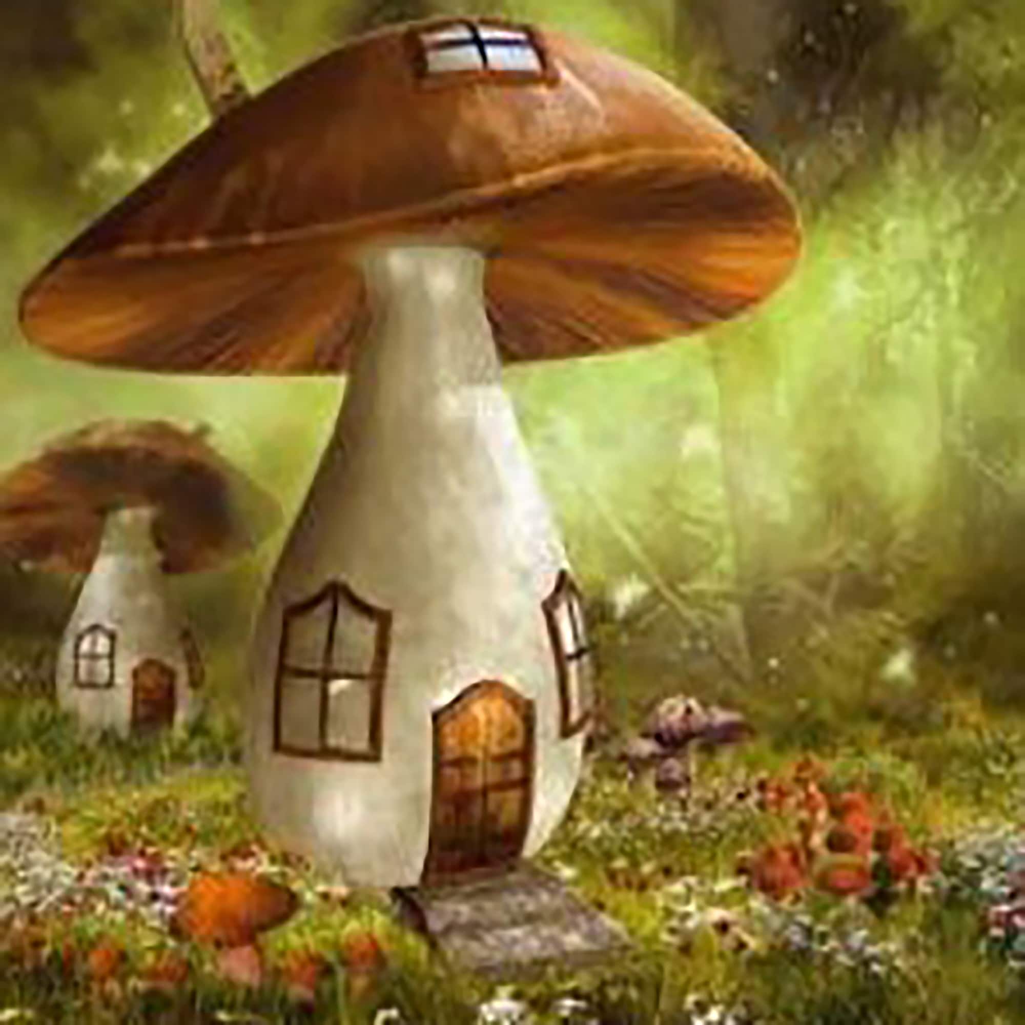 Sparkly Selections Mushroom House Diamond Painting Kit, Round Diamonds