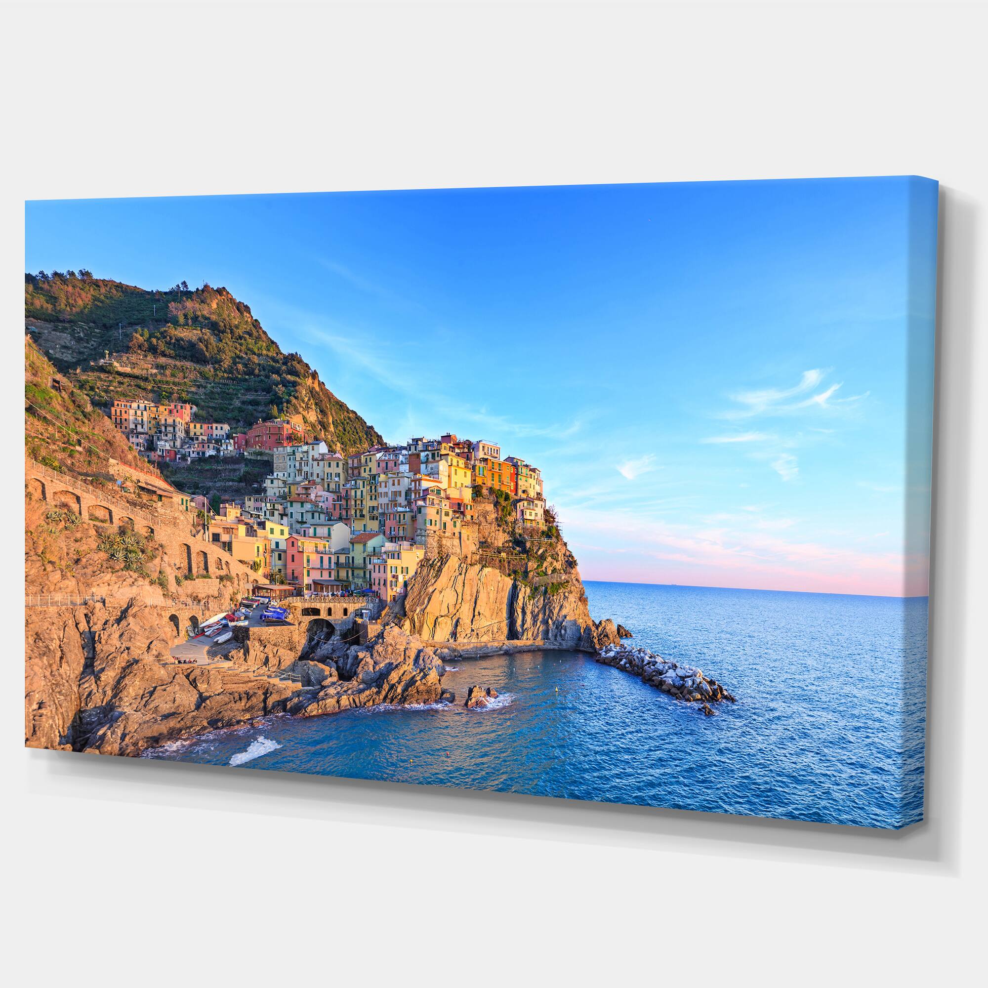 Designart - Manarola Village Cinque Terre Italy - Extra Large Seashore Canvas Art