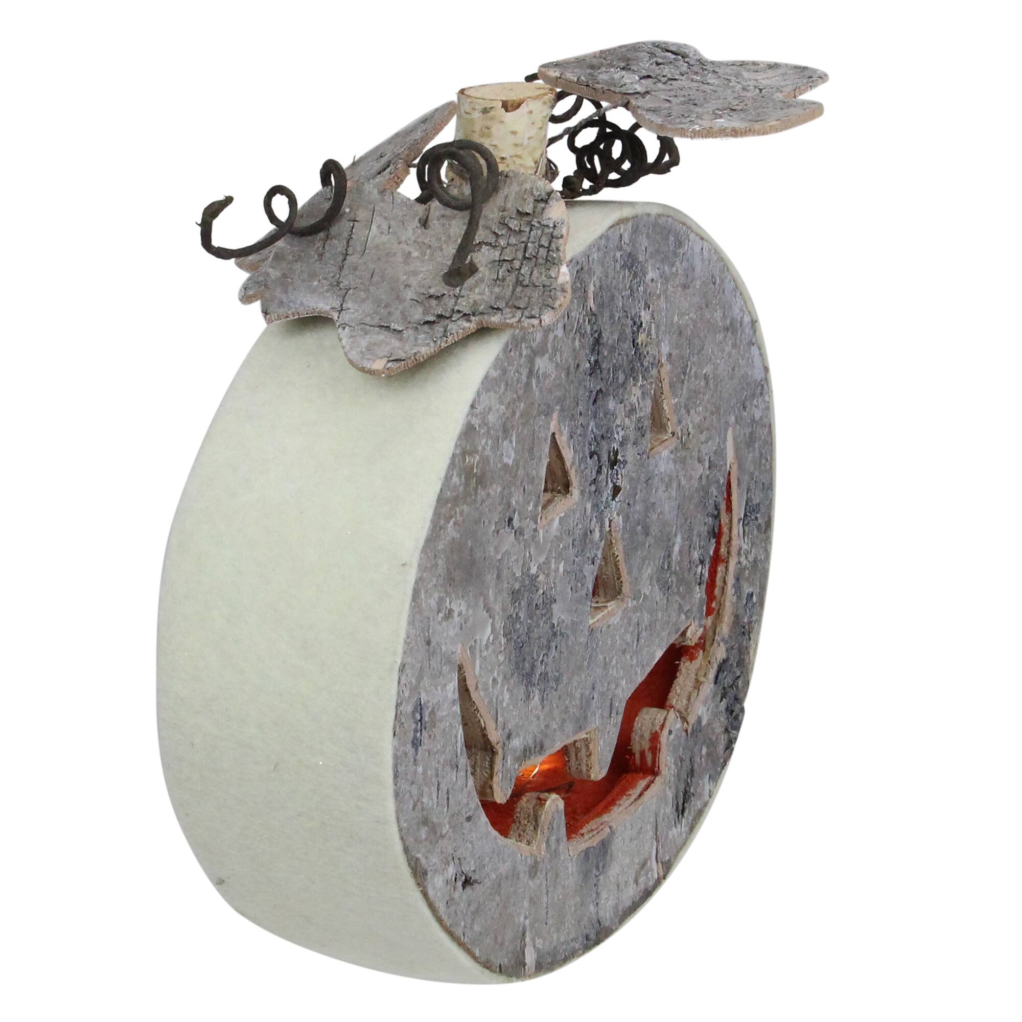 9.25" Gray LED Jack-O-Lantern Halloween Table Top Decoration