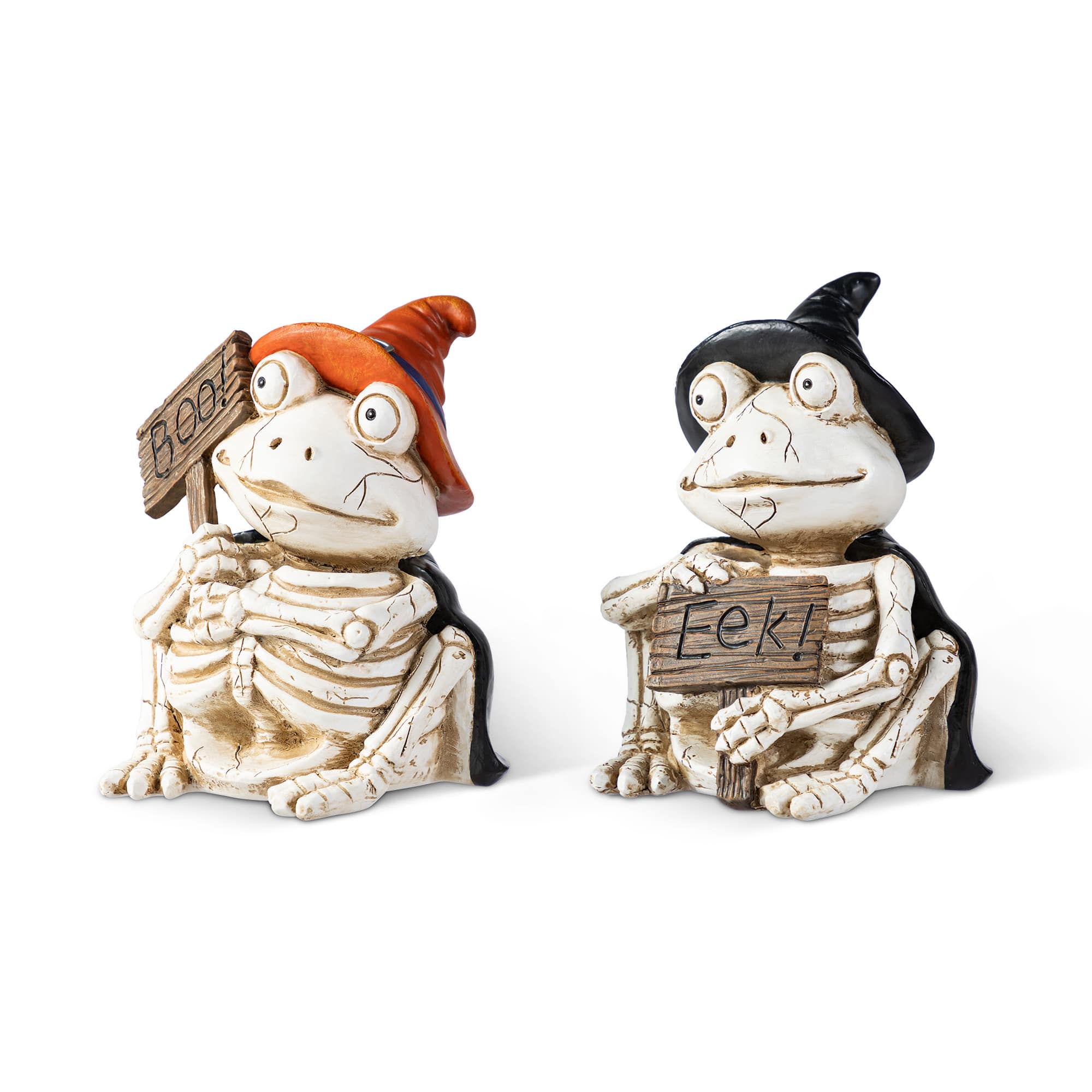 Glitzhome&#xAE; 7&#x22;H Halloween Resin Skeleton Frogs Table Decor Set