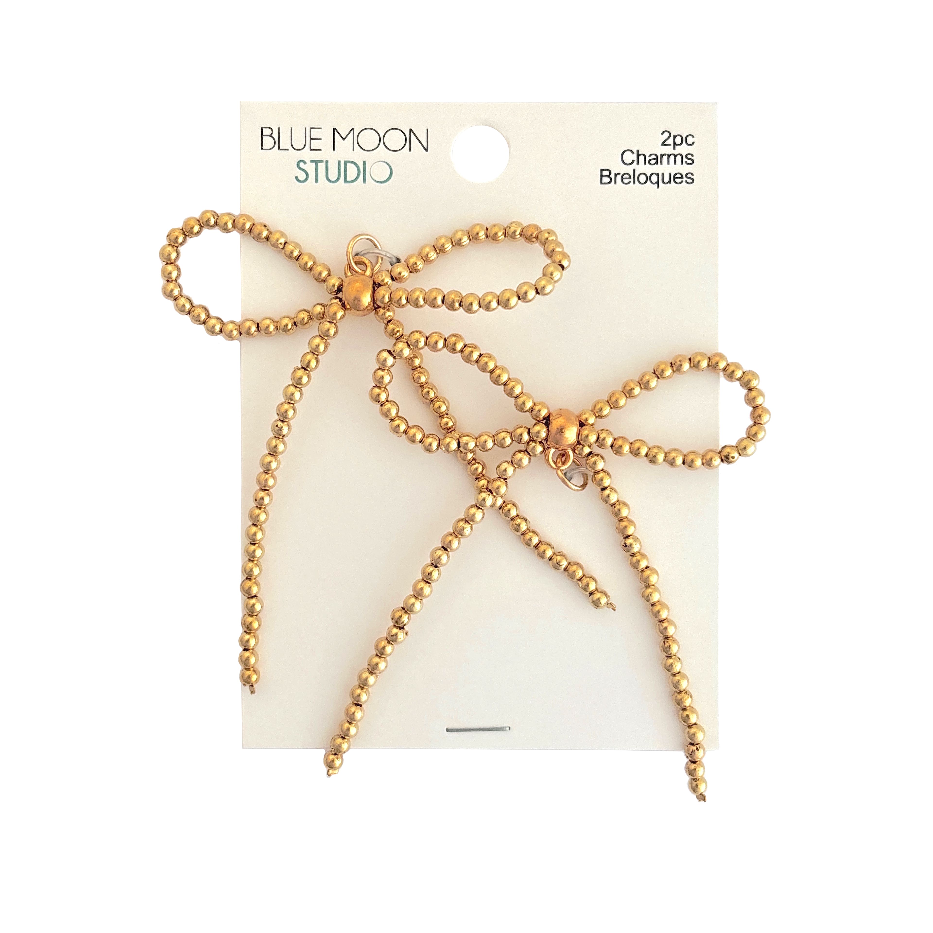 Blue Moon Studio&#x2122; Gold-Colored Beaded Bow Charms, 2ct.