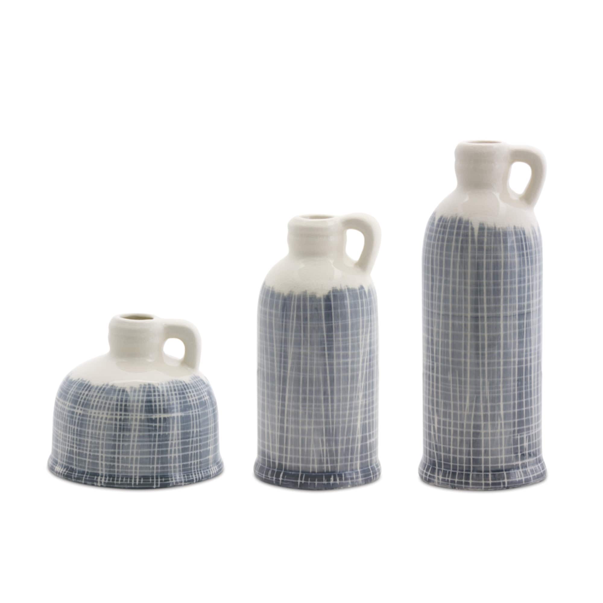 Blue & White Jug Set, 5", 8.5" & 10.25"