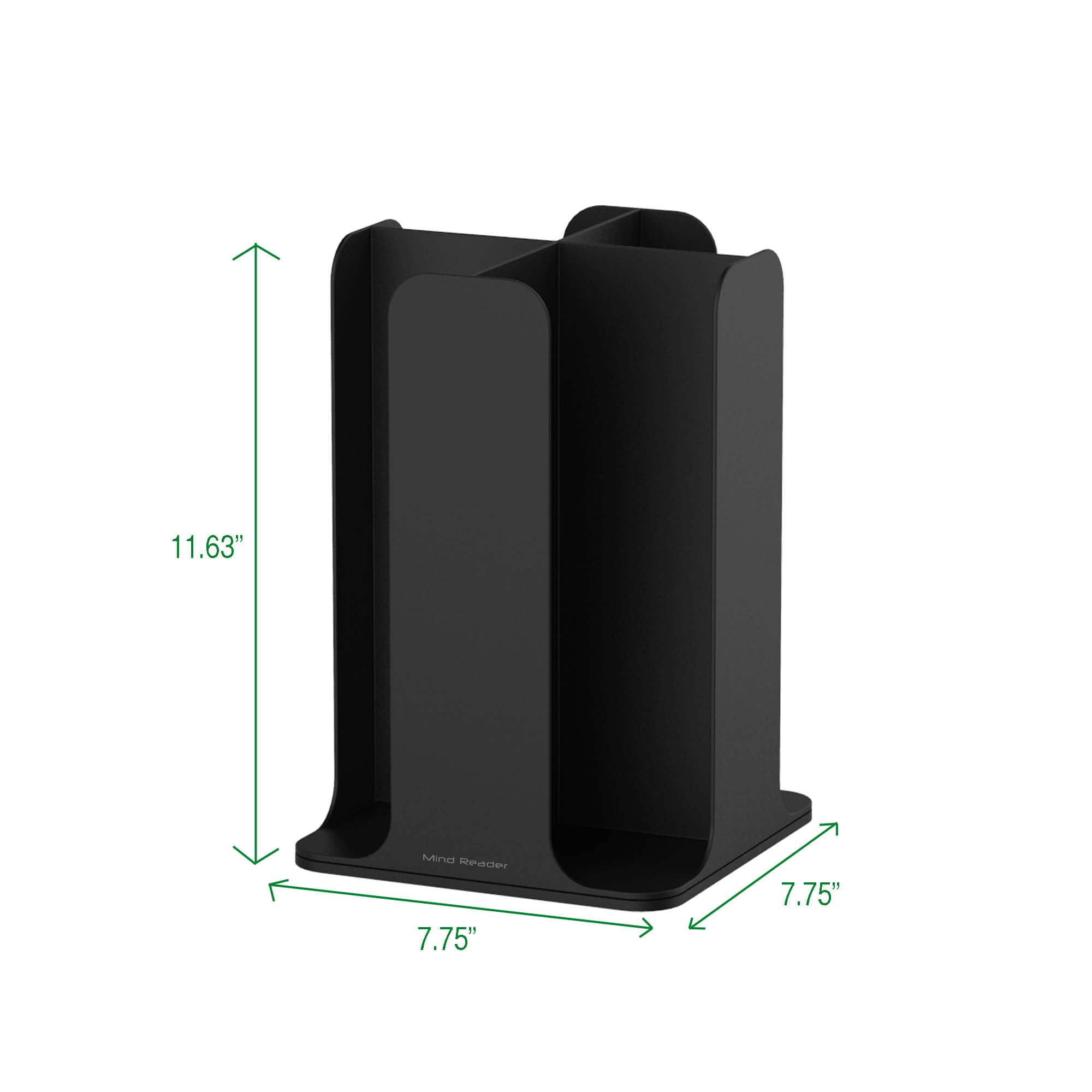 Mind Reader Black 4-Compartment Cup and Lid Organizer Carousel