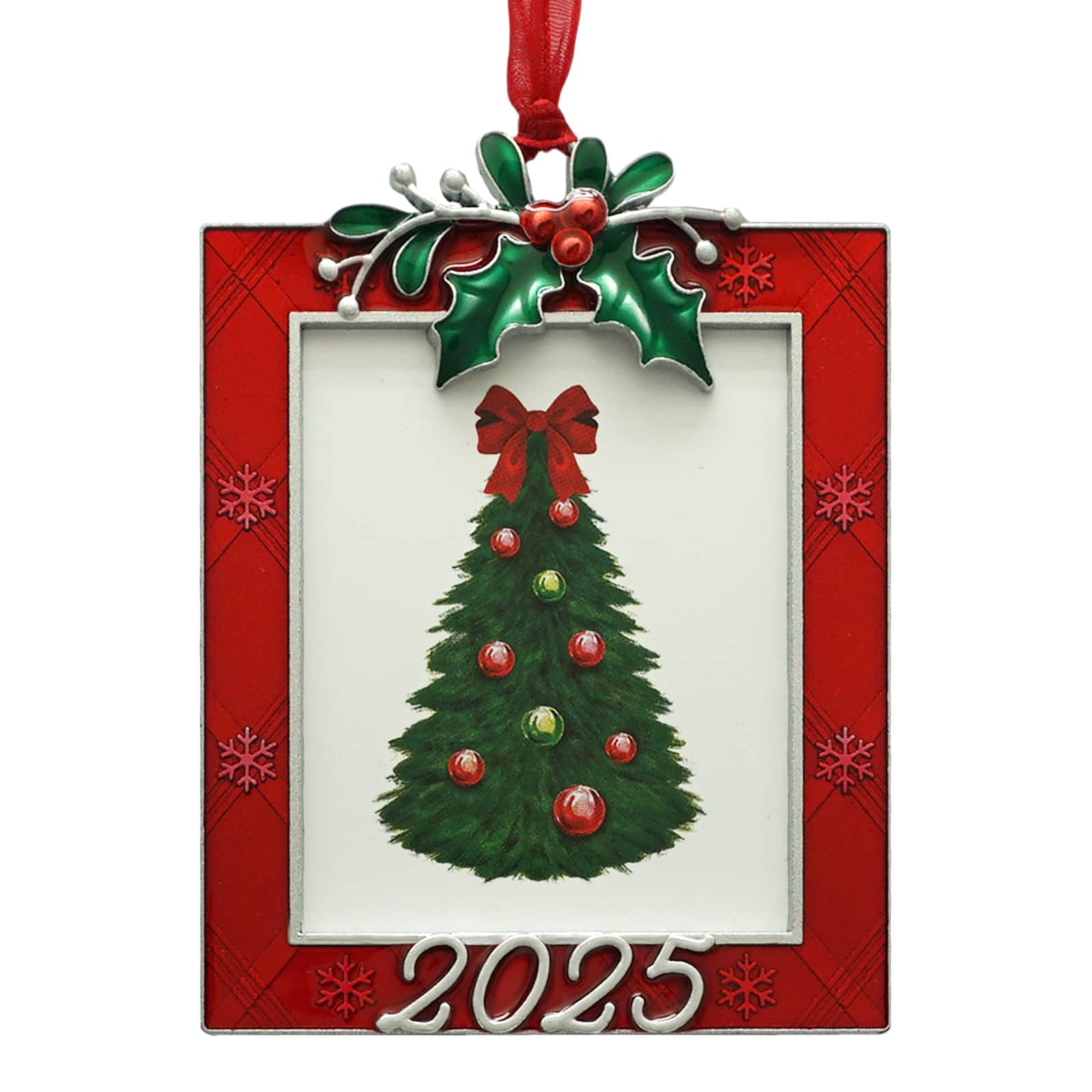 2" x 2.5" Red, White & Green Holly & Berry Ornament Frame by Studio Décor®